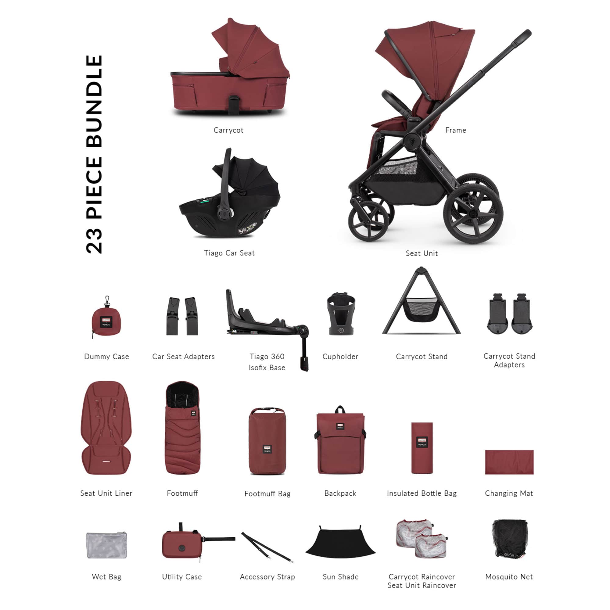 Venicci travel systems Venicci Tinum Upline 3 Hunter Ultimate Bundle - Red 2001510518