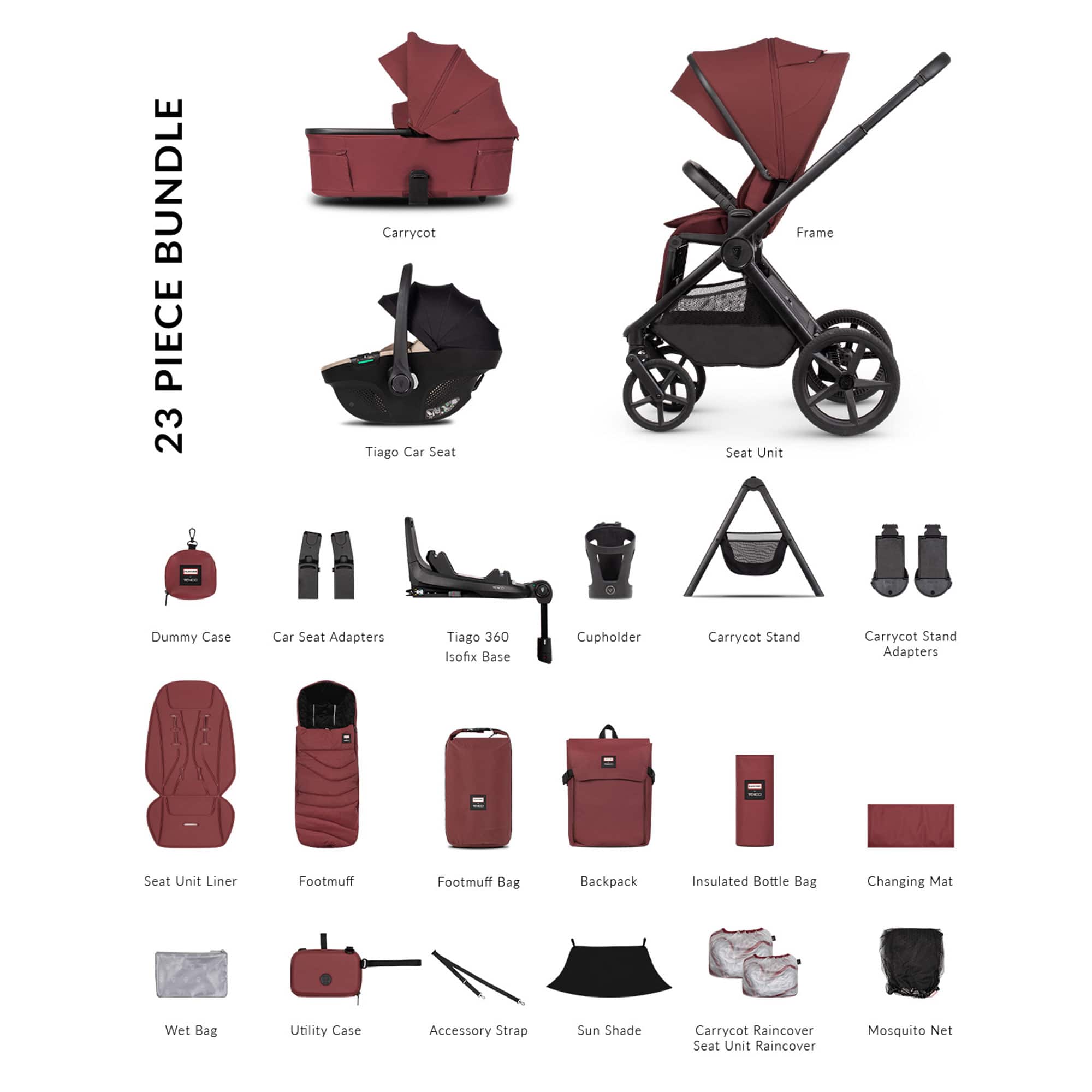 Venicci travel systems Venicci Tinum Upline 3 Hunter Ultimate Bundle - Red 2001520518