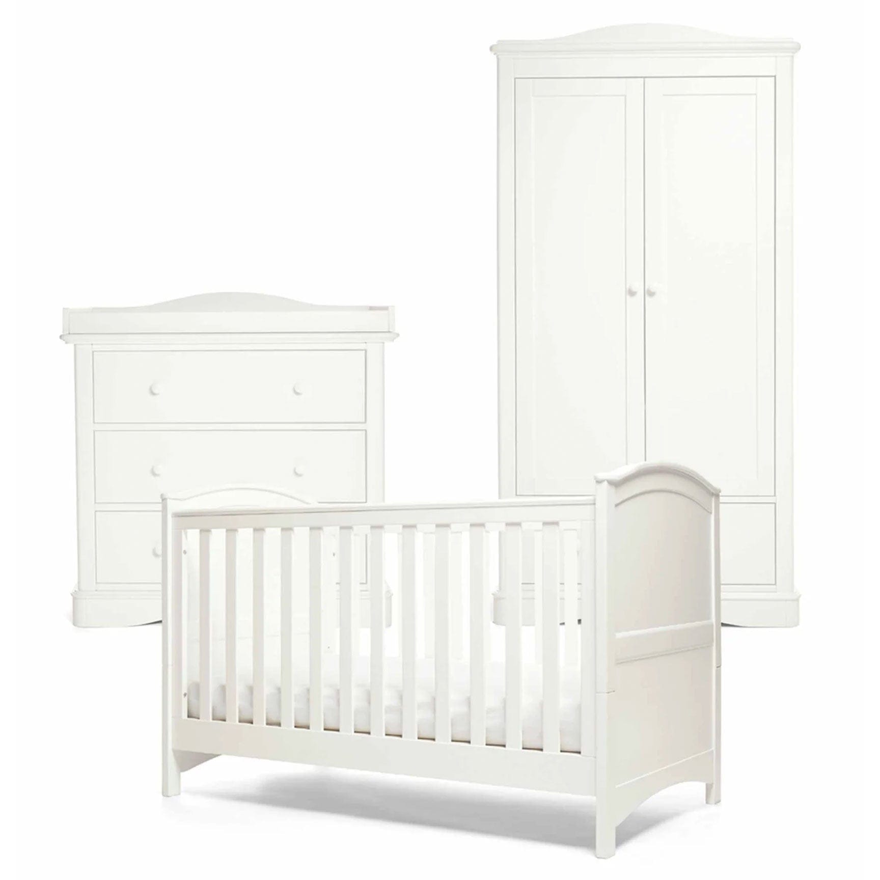 Babys-Mart Mamas & Papas Flyn 3 Piece Cotbed and Dresser Changer Set - White