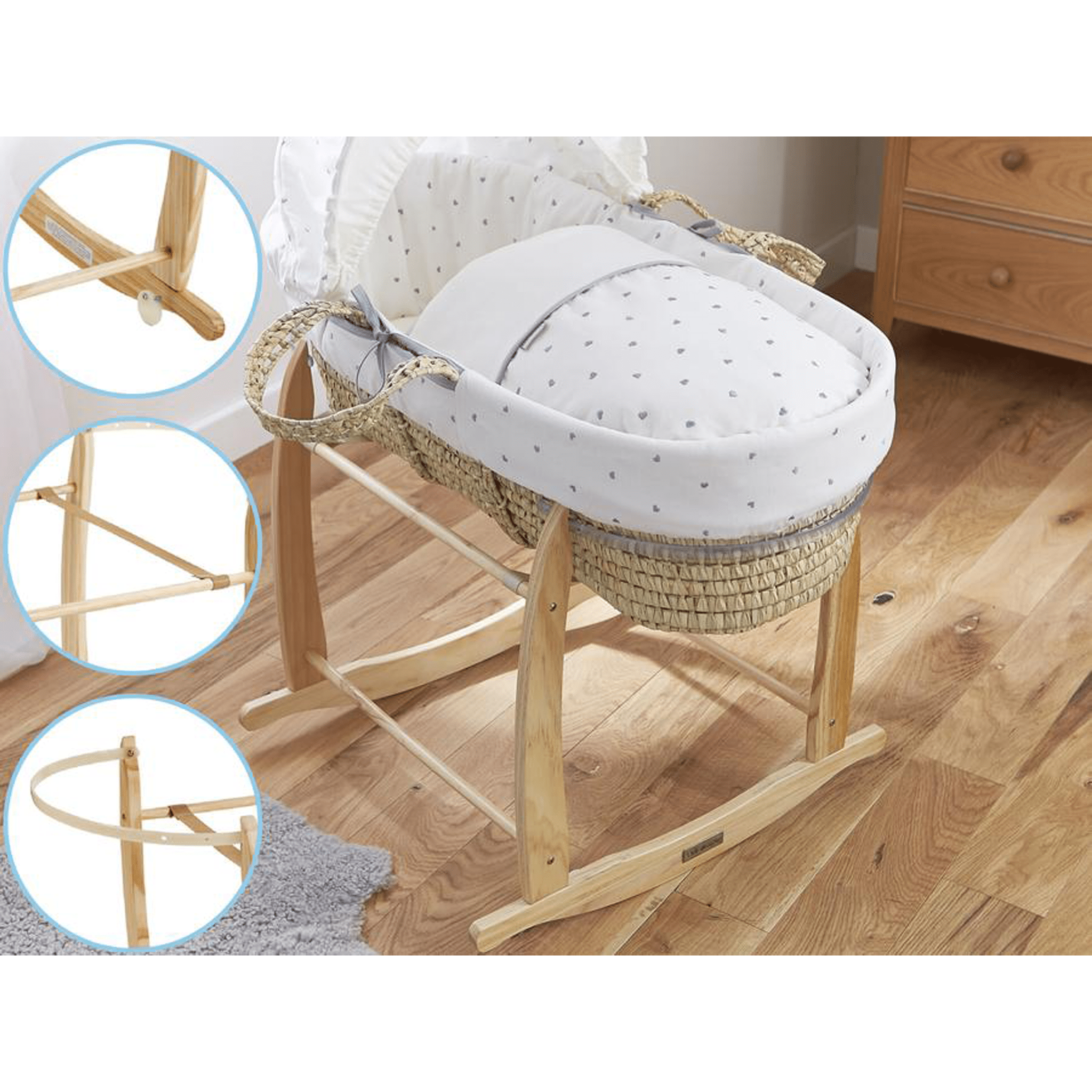 Clair De Lune moses basket stands Clair De Lune Deluxe Rocking Moses Stand Natural cl4281NL