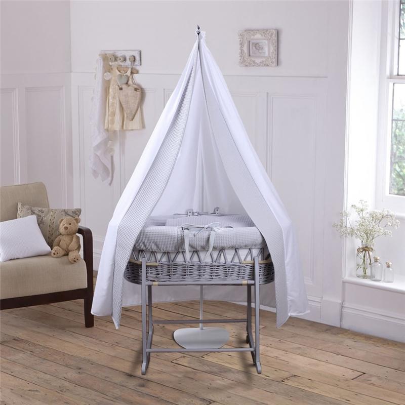 Clair De Lune moses baskets Clair De Lune 3 Piece Moses Basket & Drape Set Grey/Grey CL5069GY/GY