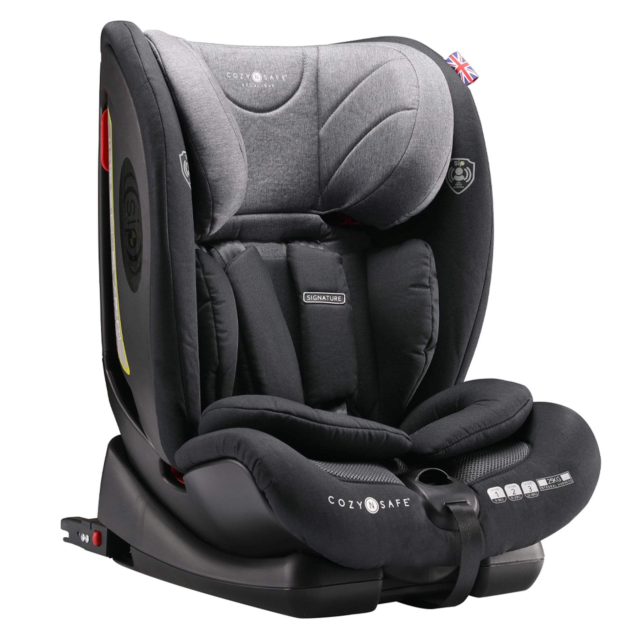 Cozy N Safe Car Seats The Cozy N Safe Excalibur Group 1/2/3 25kg Harness Car Seat in Black and Grey EST-02-01-Excalibur