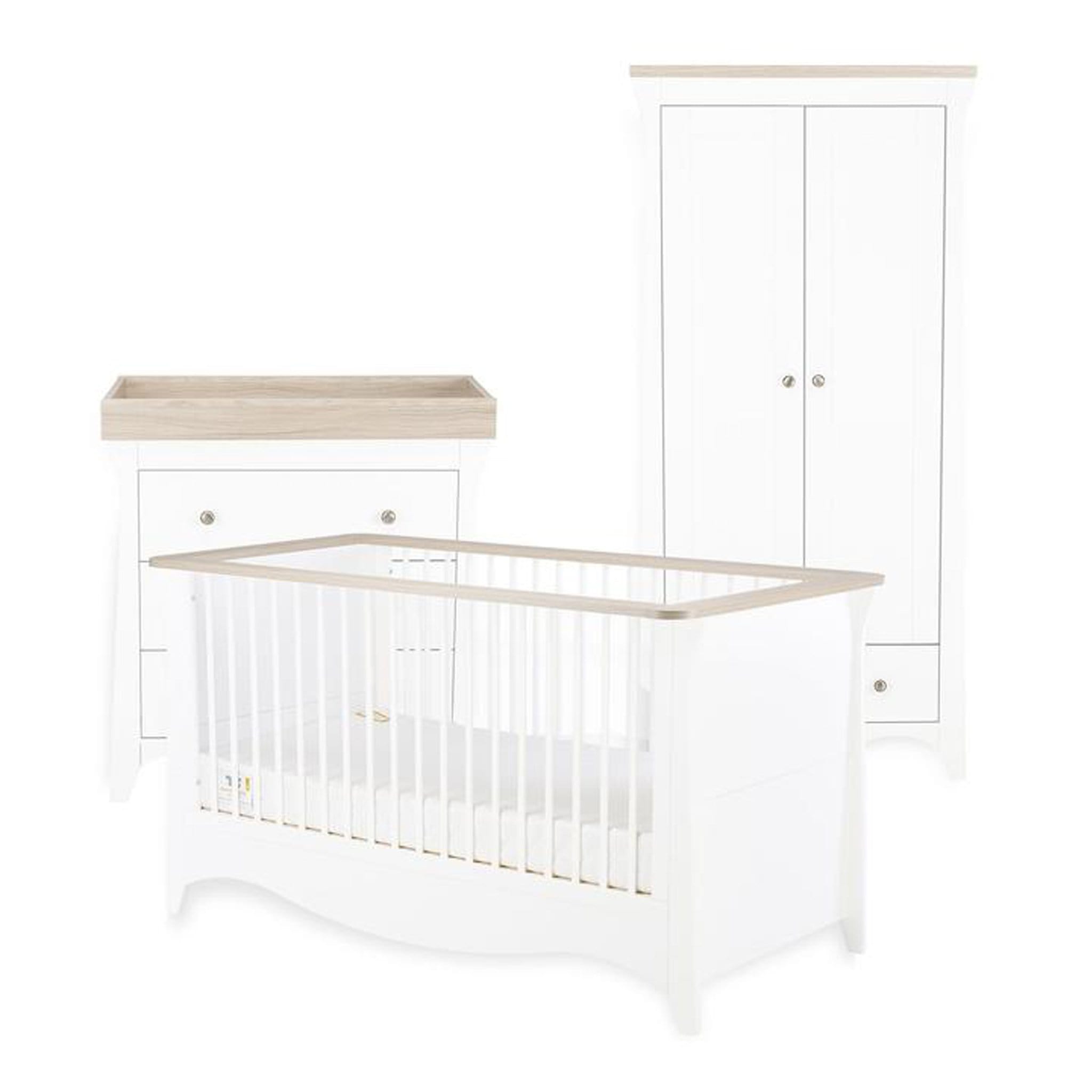 CuddleCo Cuddleco Clara 3 Piece Nursery Furniture Set in White & Ash FRN/CUD/847112