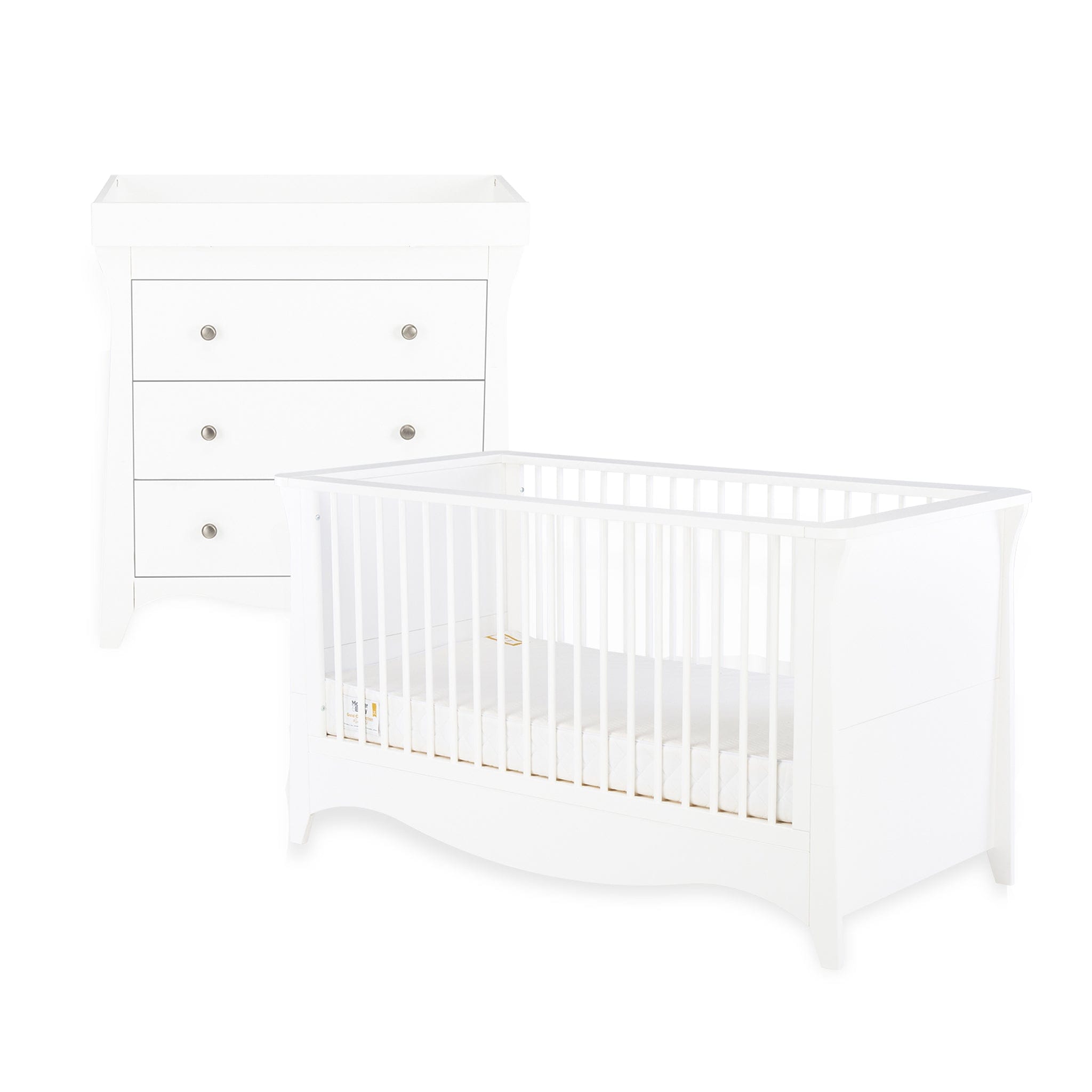 CuddleCo Nursery Room Sets CuddleCo Clara 2 Piece Cot Bed Set in White