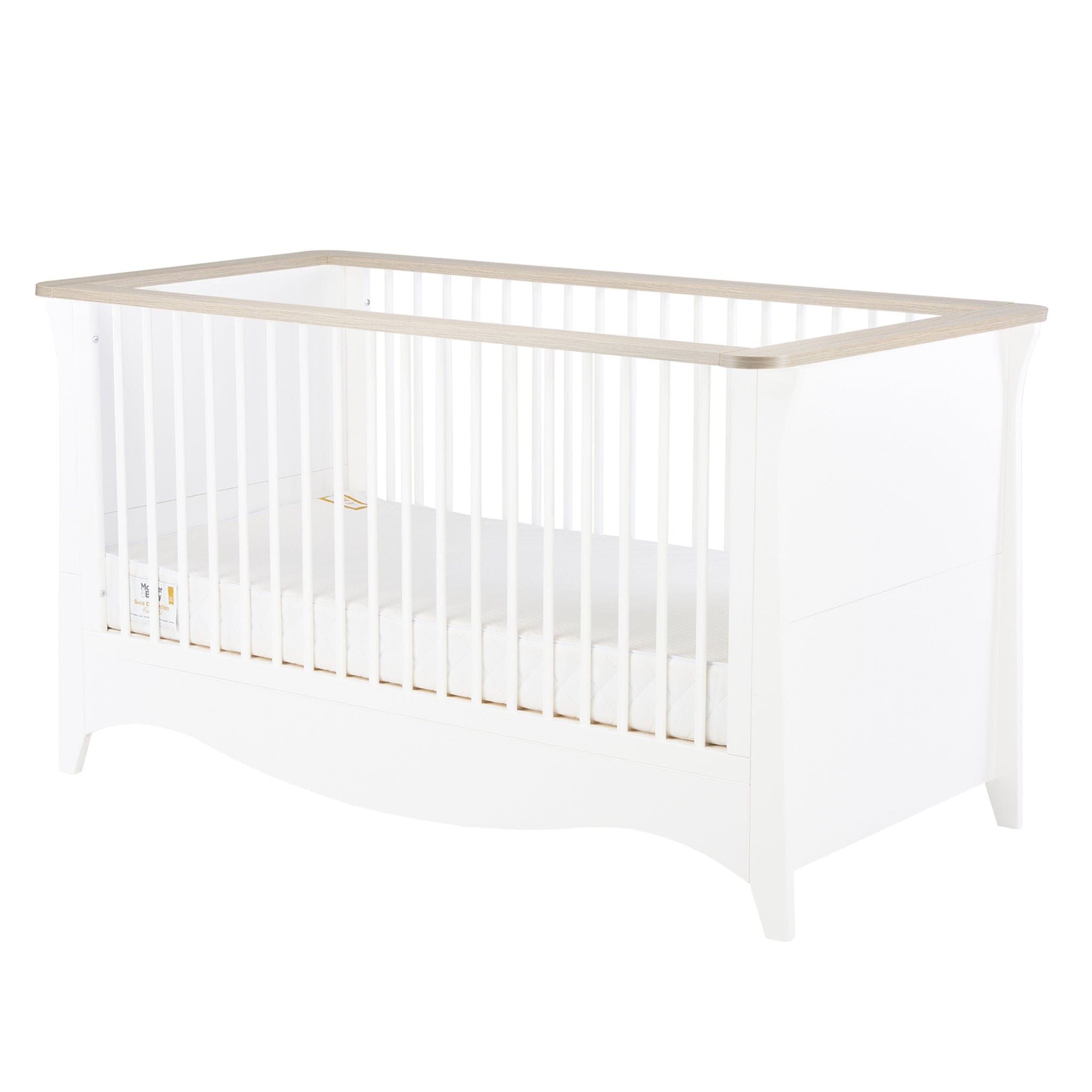 CuddleCo Nursery Room Sets CuddleCo Clara 2Pc Cot Bed Set in White & Ash