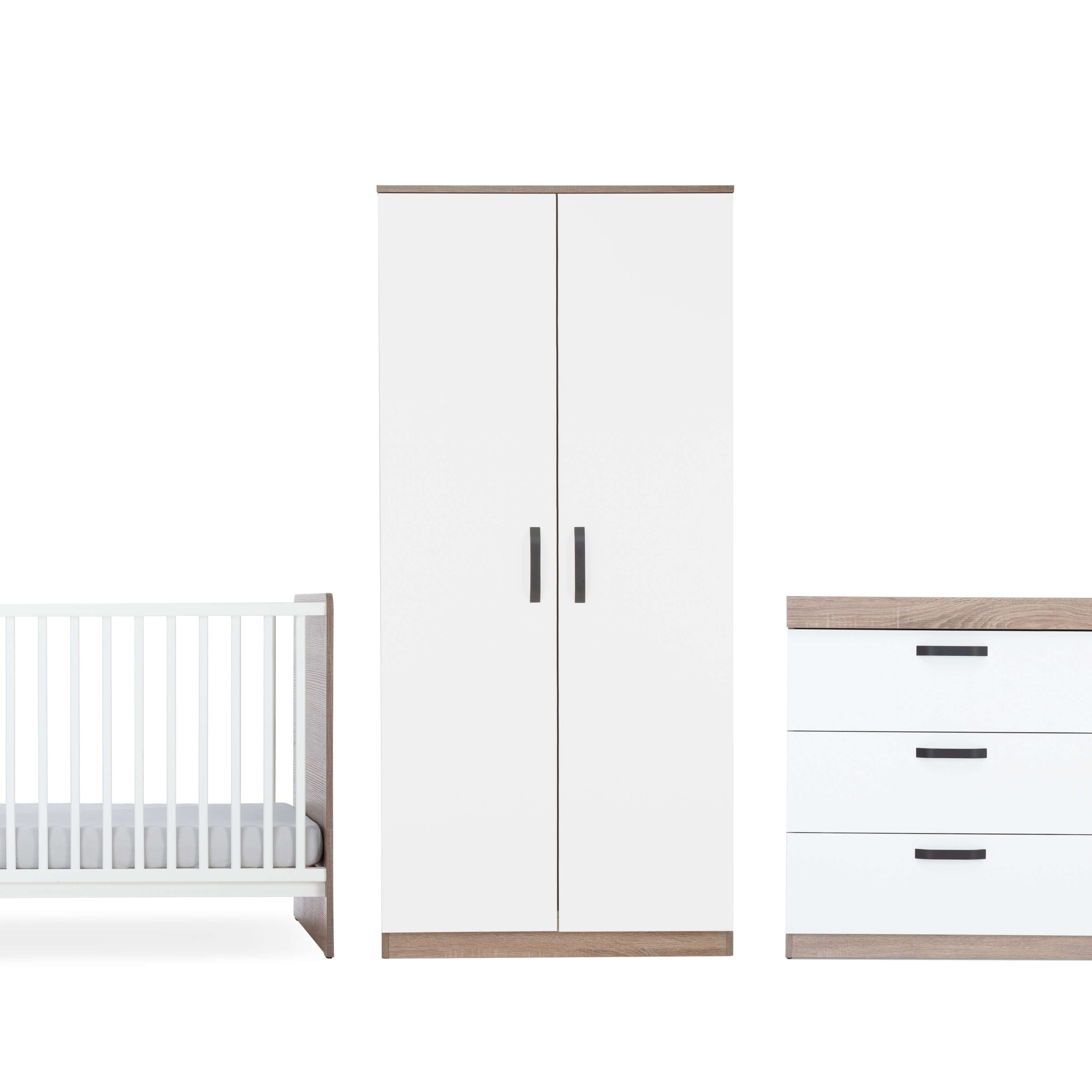 CuddleCo Nursery Room Sets CuddleCo Enzo 3 Piece Set - Truffle Oak/White