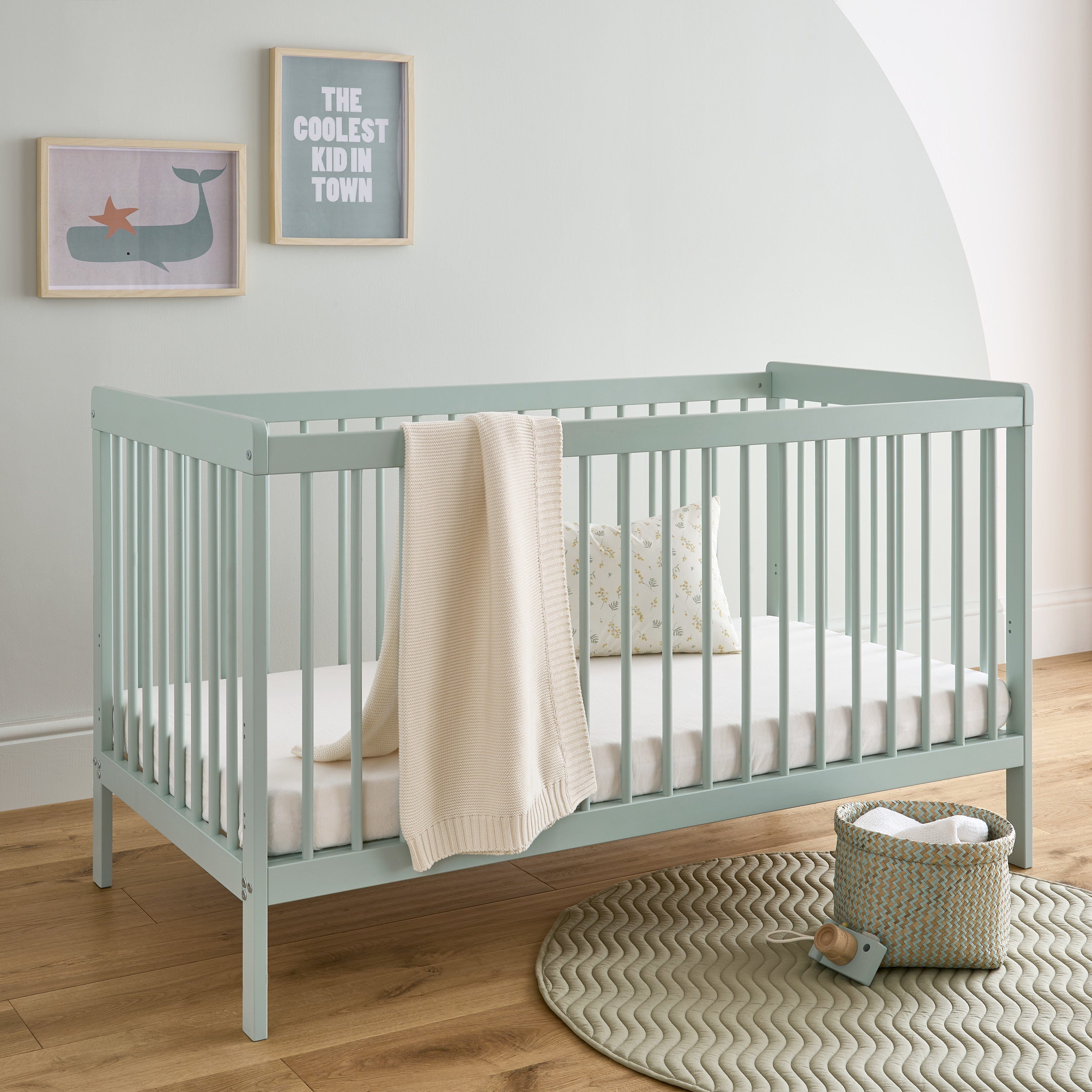 CuddleCo Nursery Room Sets CuddleCo Nola Cot Bed - Sage Green