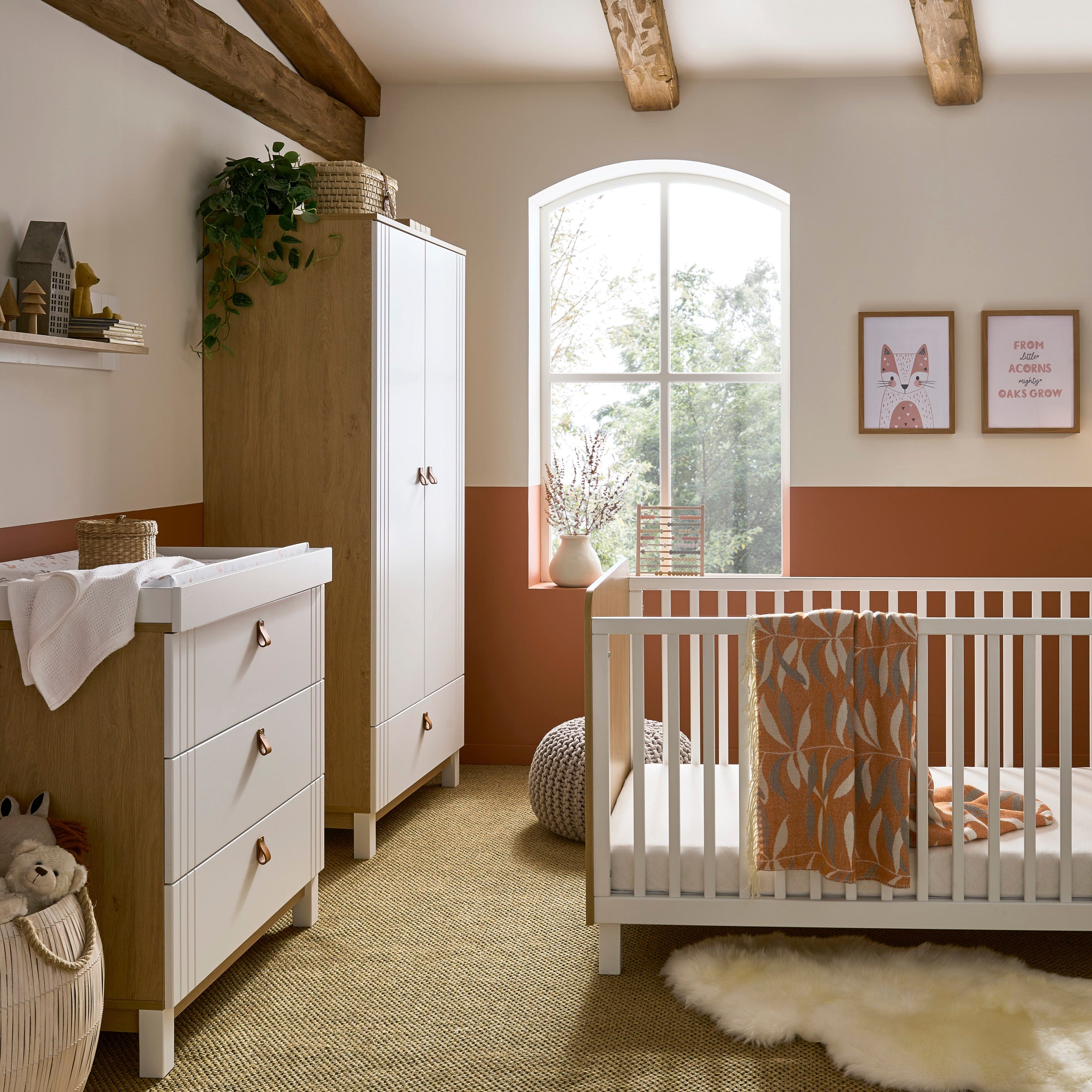 CuddleCo Nursery Room Sets CuddleCo Rafi 3 Piece Room Set in Oak/White