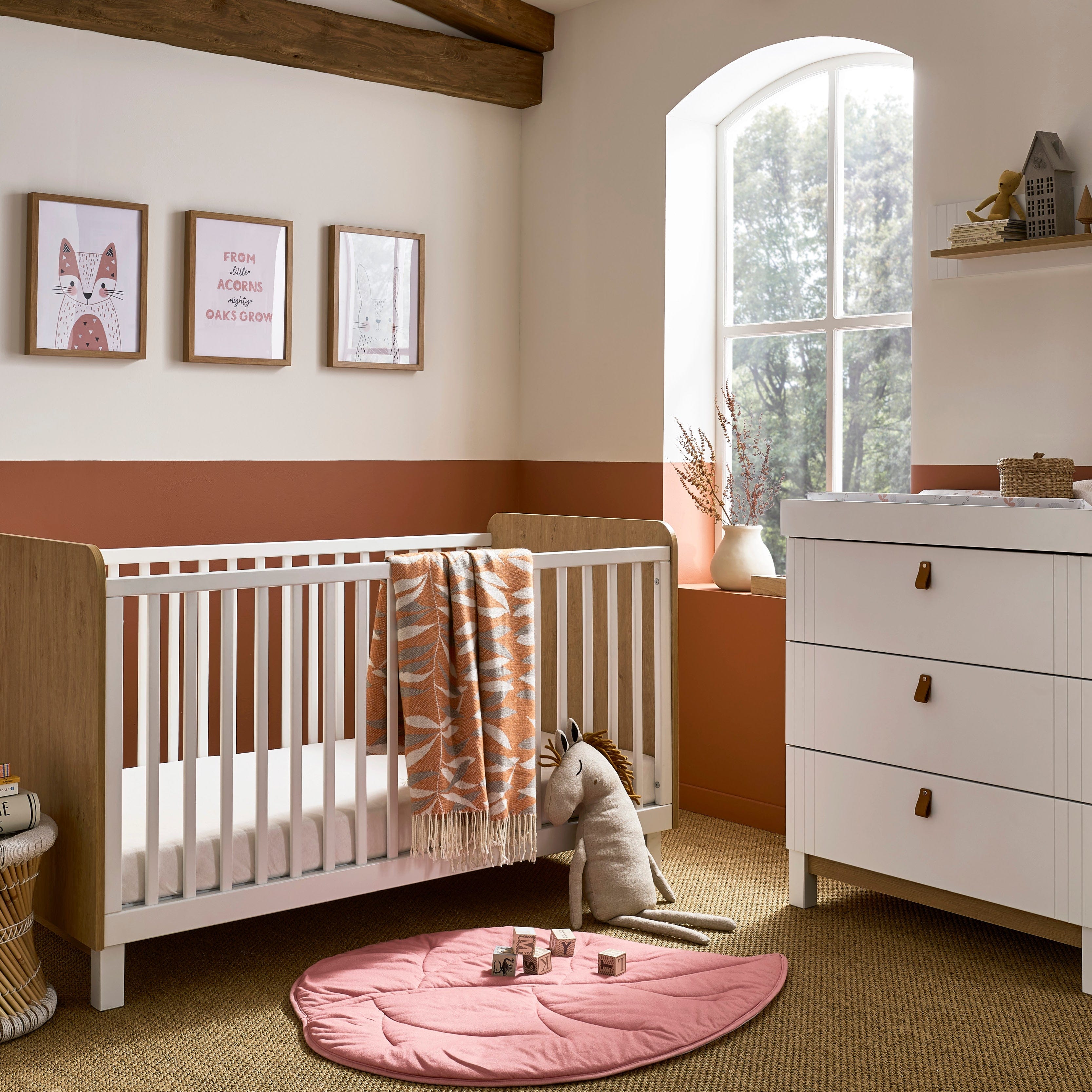 CuddleCo Nursery Room Sets CuddleCo Rafi 2 Piece Room Set in Oak/White