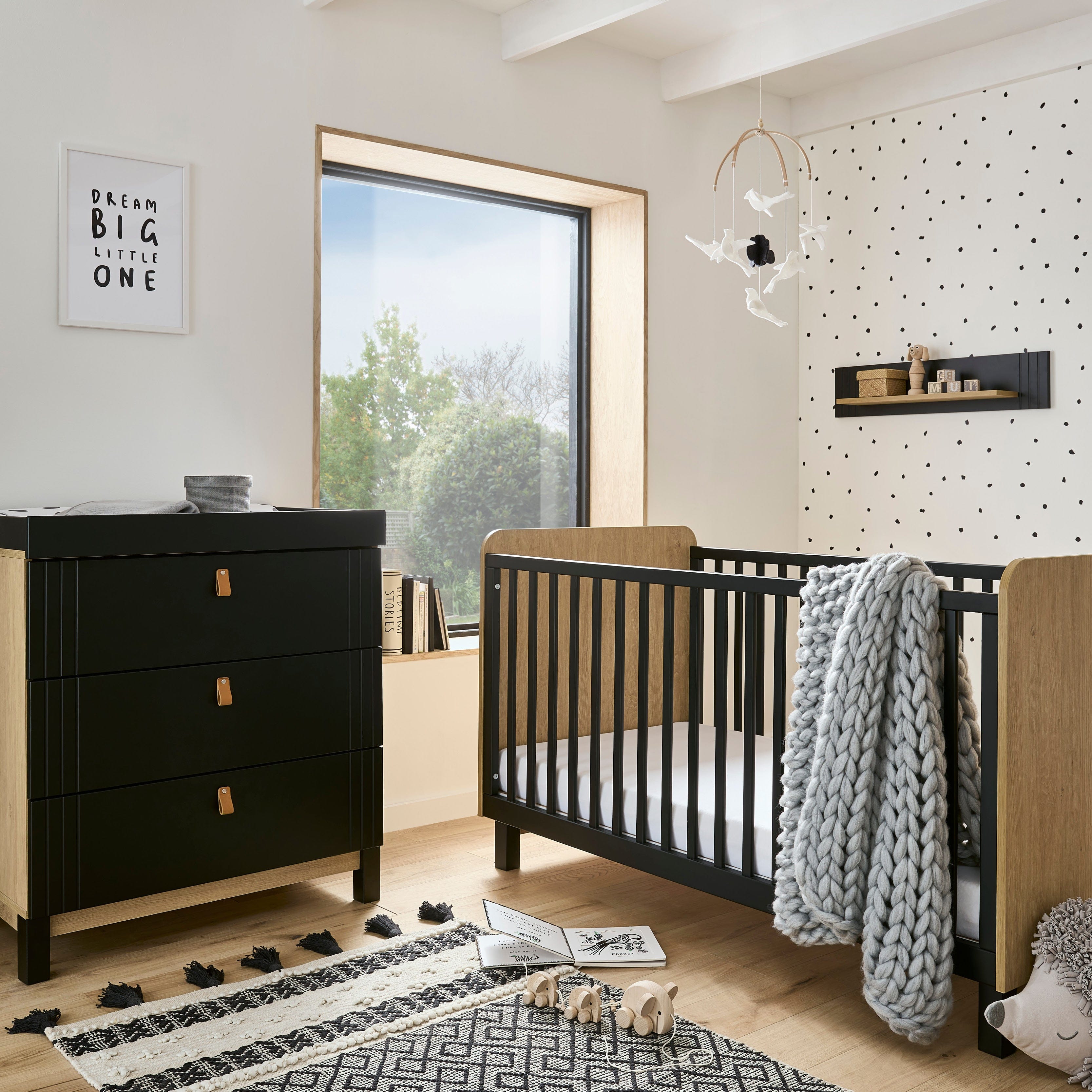 CuddleCo Nursery Room Sets CuddleCo Rafi 2 Piece Room Set in Oak/Black