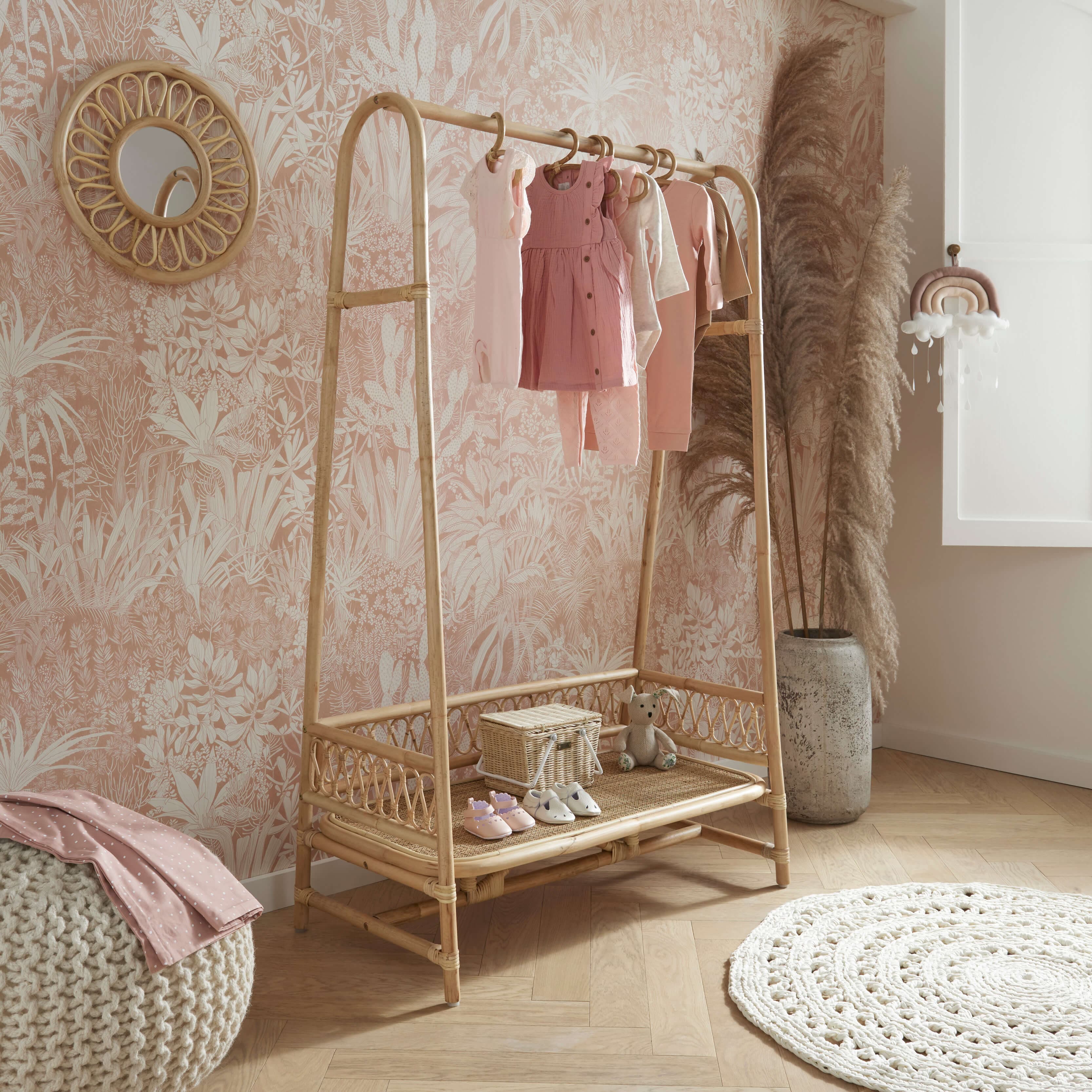 CuddleCo Nursery Room Sets CuddleCo Aria Crib & Clothes Rail Room Set - Rattan FRN/CUD/151168