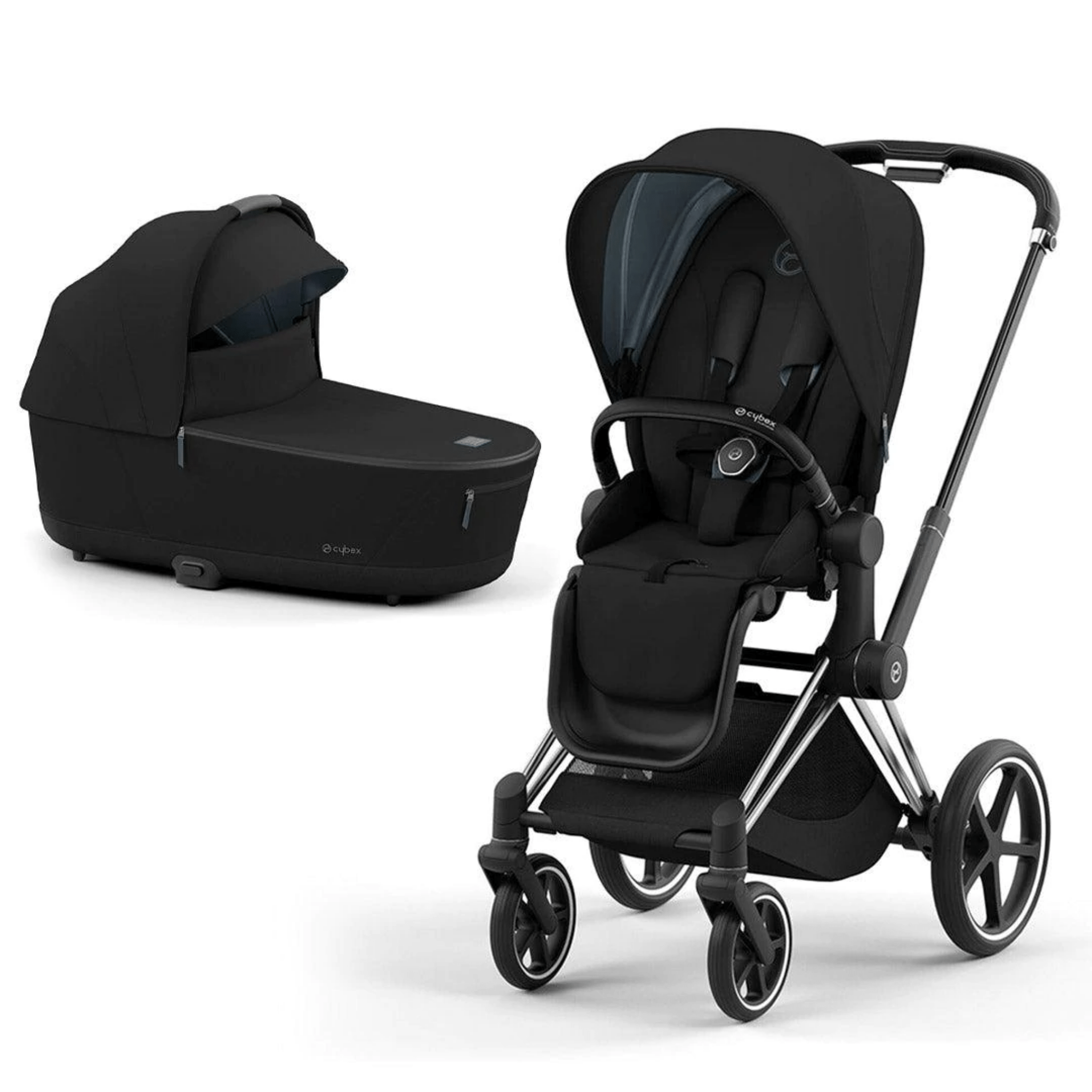 Cybex baby prams Cybex Priam & Lux Cot (2022) in Deep Black 11243-CH-BLK-BLK