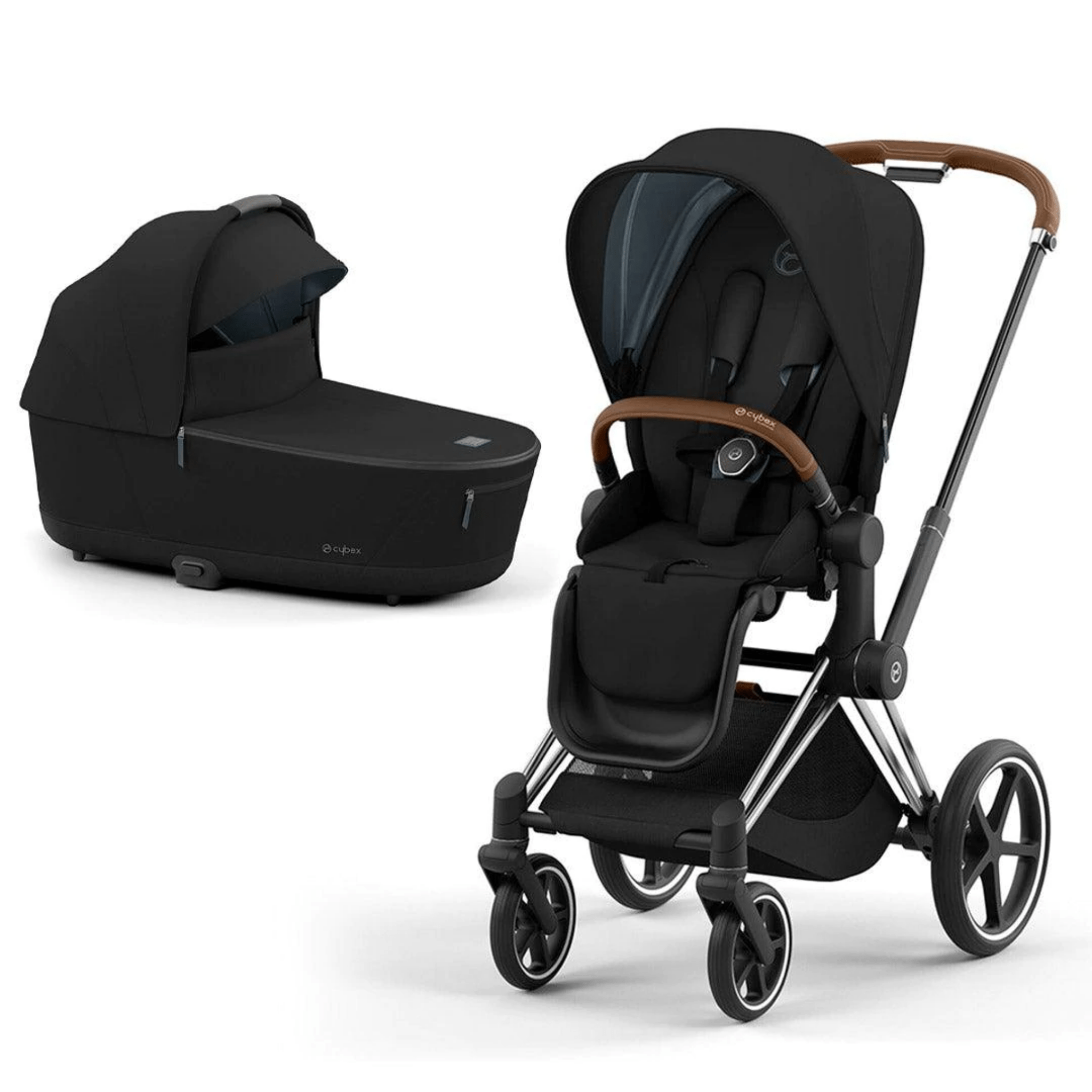 Cybex baby prams Cybex Priam & Lux Cot (2022) in Deep Black 11246-CH-BRN-BLK