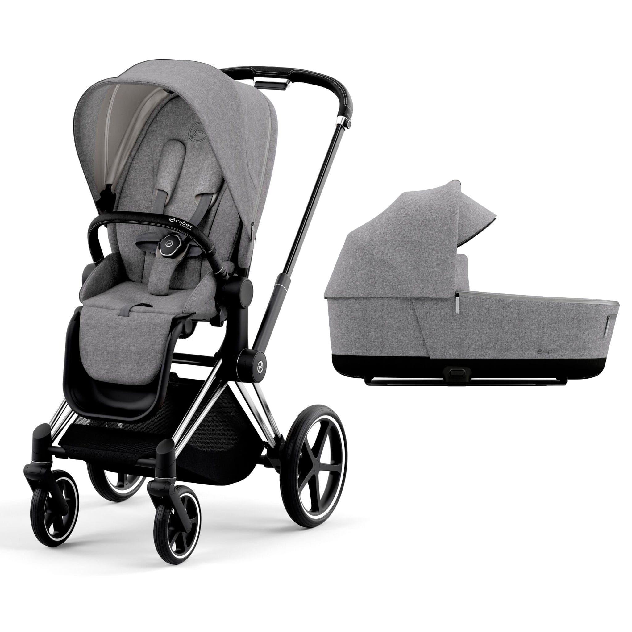 Cybex baby prams Cybex Priam & Lux Cot (2022) in Manhattan Grey Plus 11253-CH-BLK-MAN-GRY