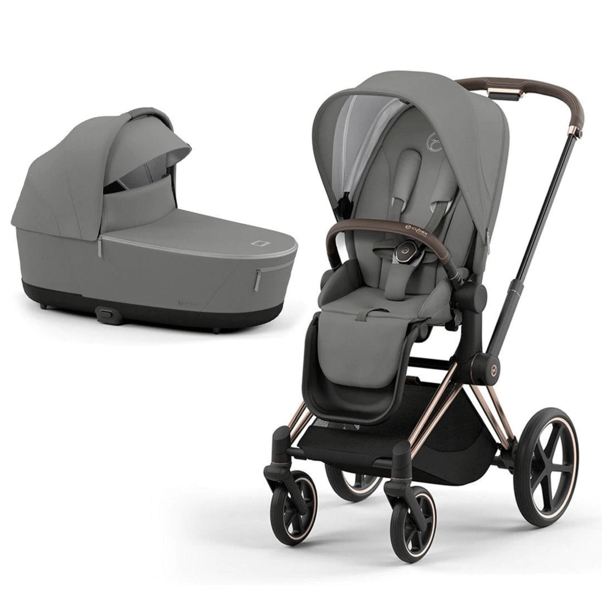 Cybex baby prams Cybex Priam & Lux Cot (2022) in Soho Grey 11242-ROS-GOL-SOH