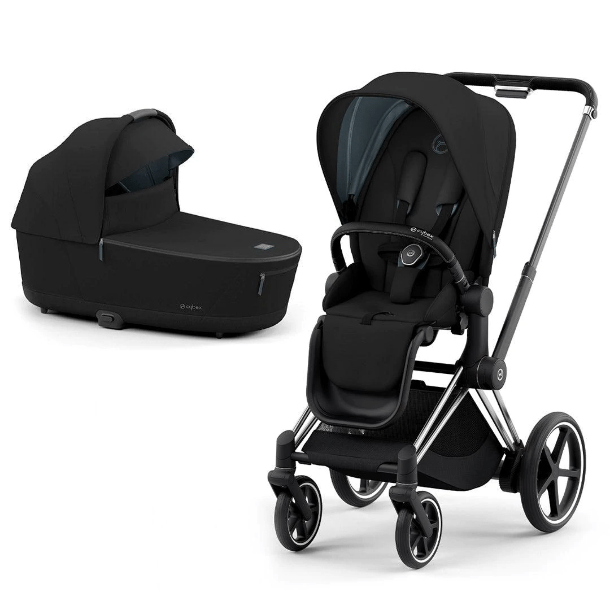 Cybex baby pushchairs Cybex ePriam & Lux Cot (2022) in Deep Black 11329-CH-BLK-BLK