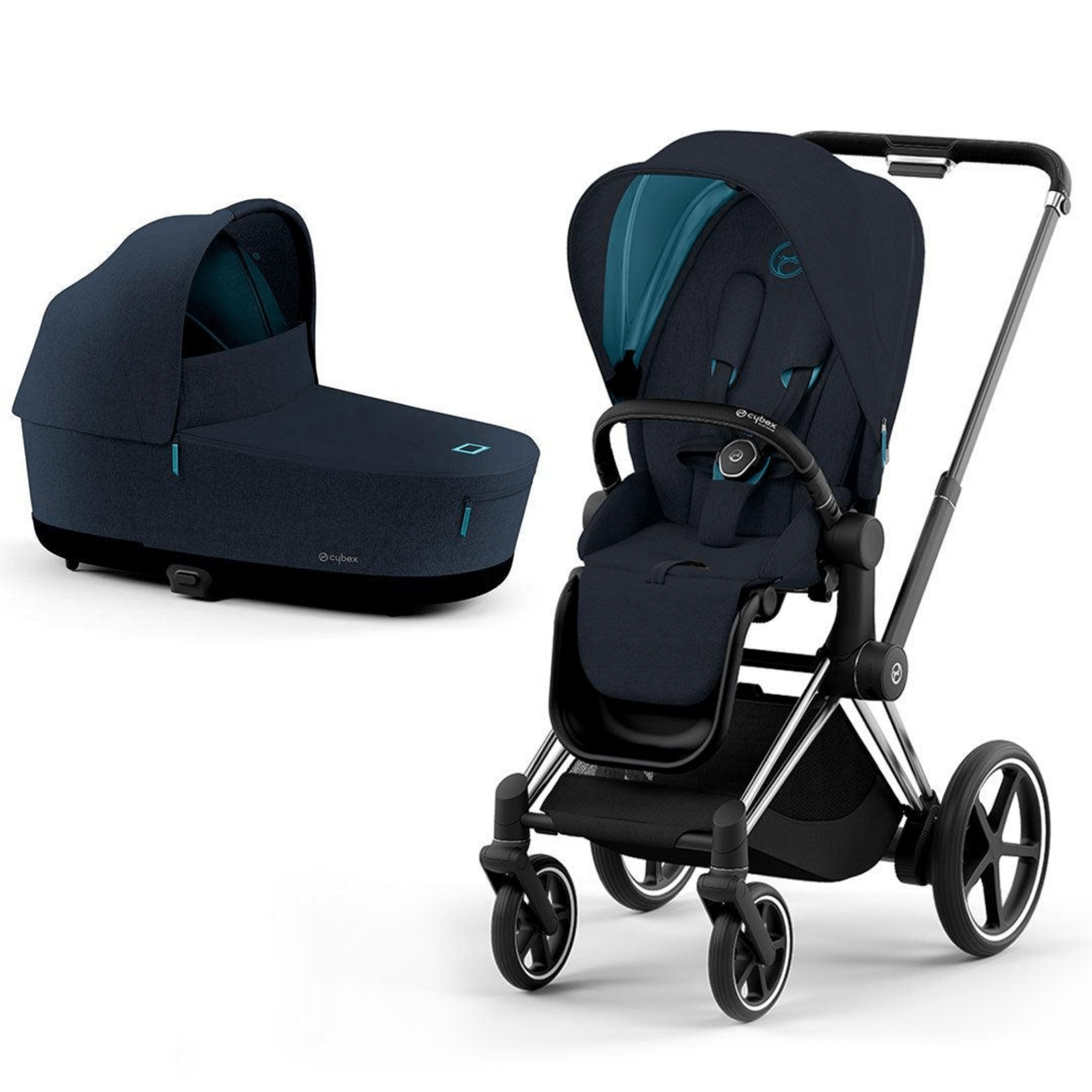 Cybex baby pushchairs Cybex ePriam & Lux Cot (2022) in Midnight Blue Plus 11341-CH-BLK-MID-BLU