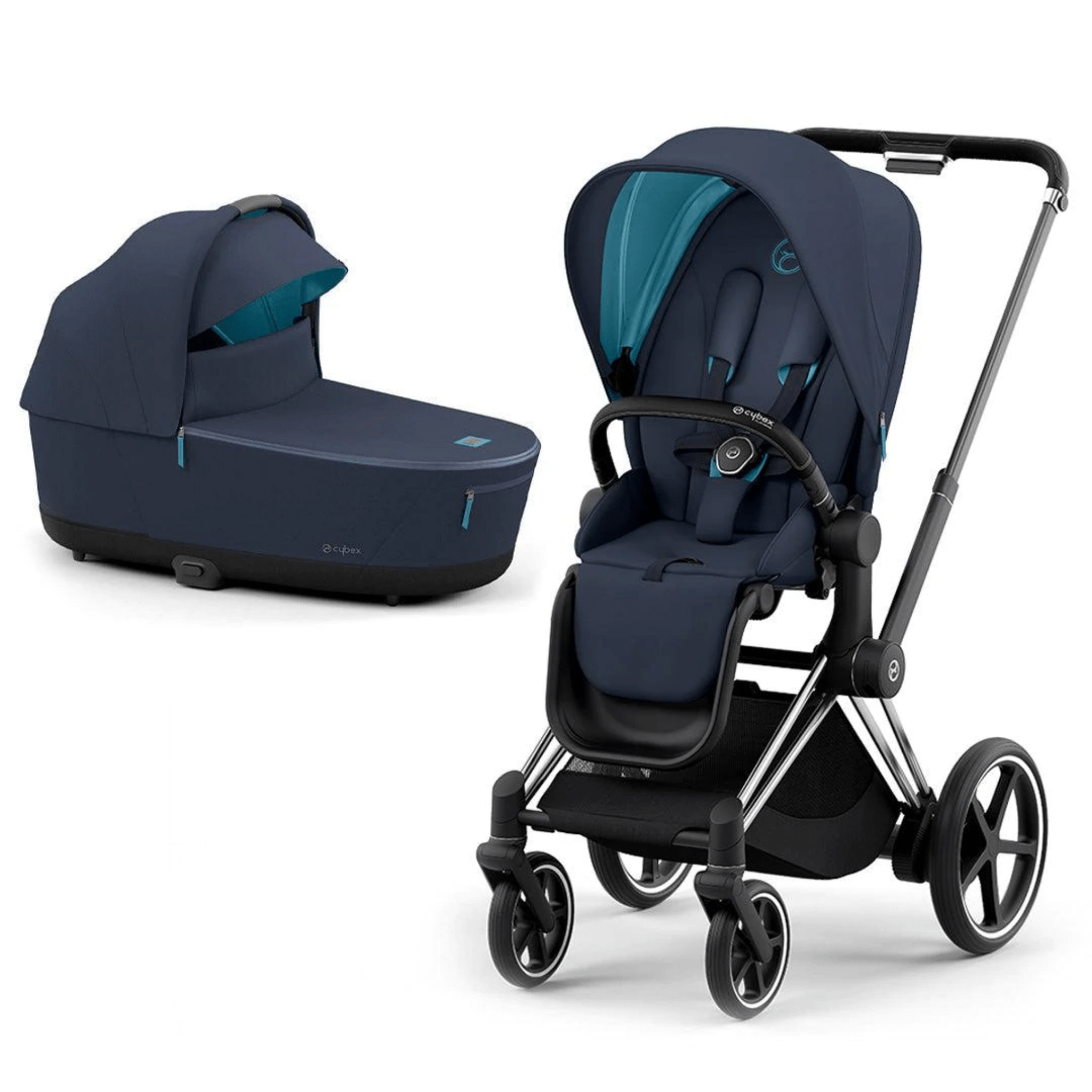 Cybex baby pushchairs Cybex ePriam & Lux Cot (2022) in Nautical Blue 11261-CH-BLK-NAU