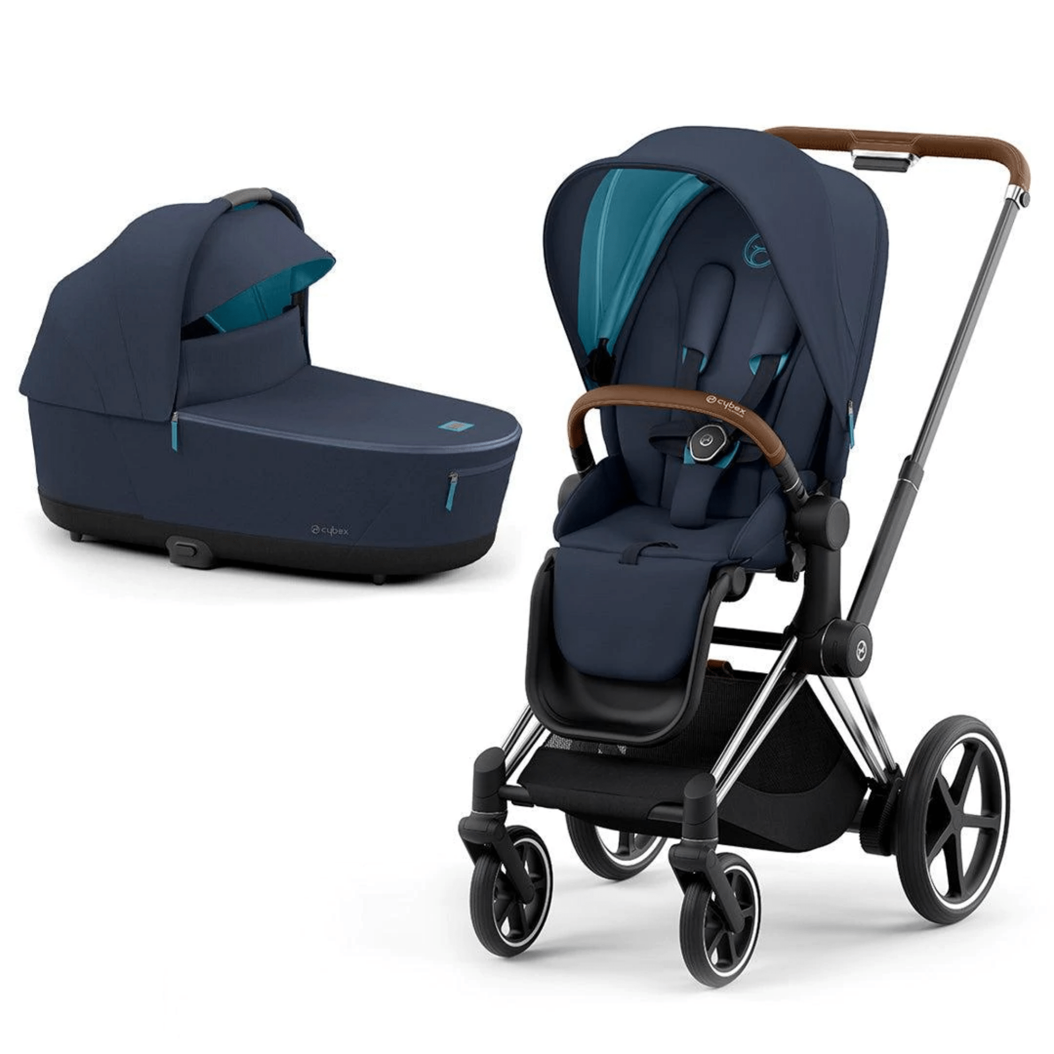 Cybex baby pushchairs Cybex ePriam & Lux Cot (2022) in Nautical Blue 11312-CH-BRN-NAU