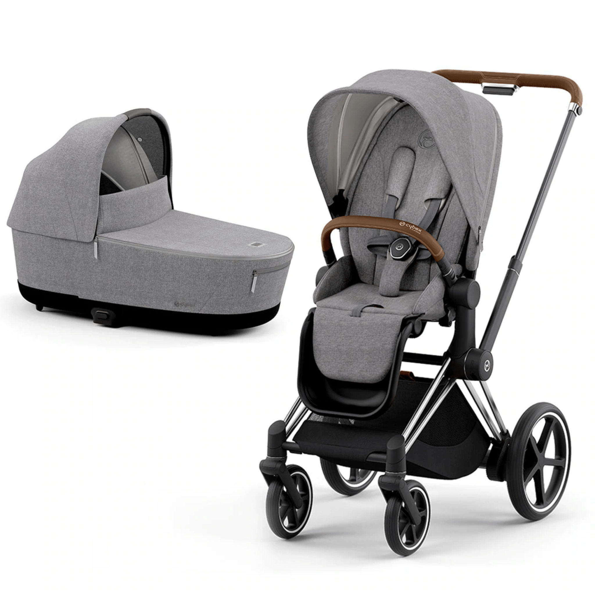 Cybex baby pushchairs Cybex ePriam & Lux Cot in Manhattan Grey Plus 11338-CH-BRN-MAN-GRY