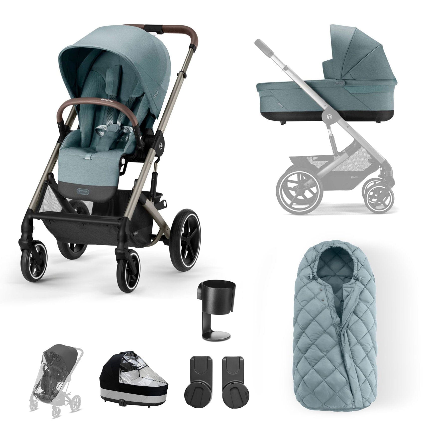 Cybex Baby Strollers Cybex Balios S Lux Essential Bundle - Taupe/Sky Blue 12753-TPE-SKY-BLU