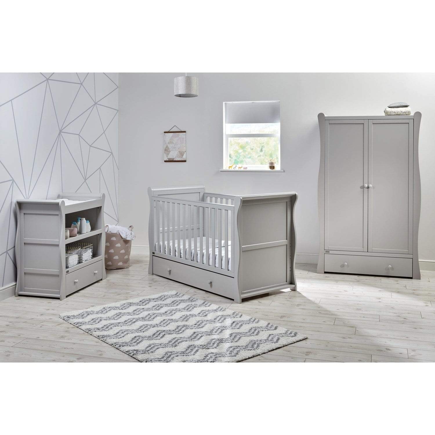 East Coast cot bed room sets East Coast Nebraska CotBed 3 Piece Roomset Grey 9028GRS