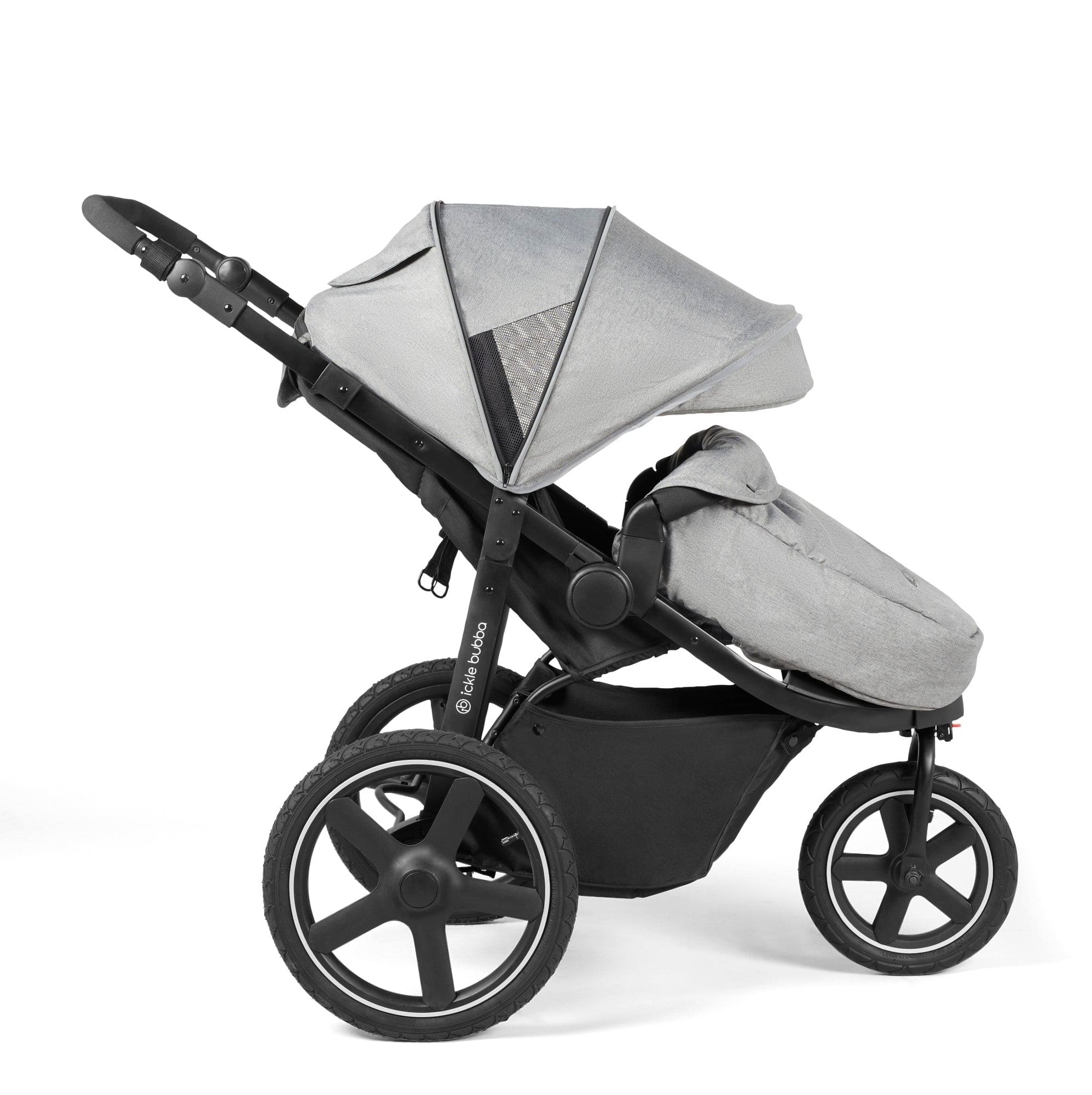 Ickle Bubba 3 wheel pushchairs Ickle Bubba Venus Max Jogger Stroller I-Size Travel System - Black/Space Grey with Isofix Base 13-004-500-014