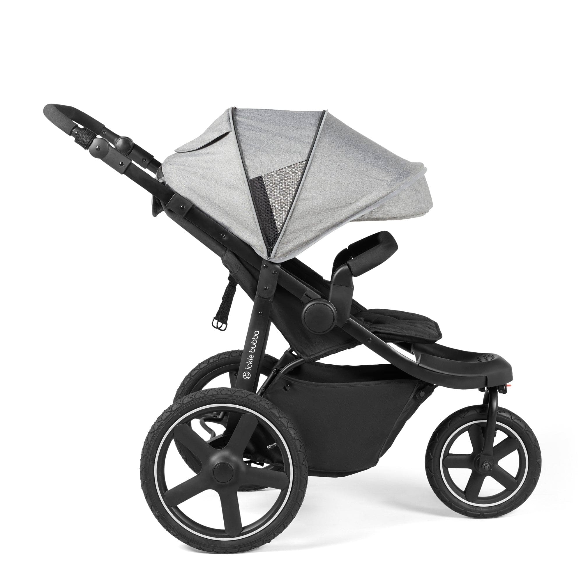 Ickle Bubba 3 wheel pushchairs Ickle Bubba Venus Max Jogger Stroller I-Size Travel System - Black/Space Grey with Isofix Base 13-004-500-014