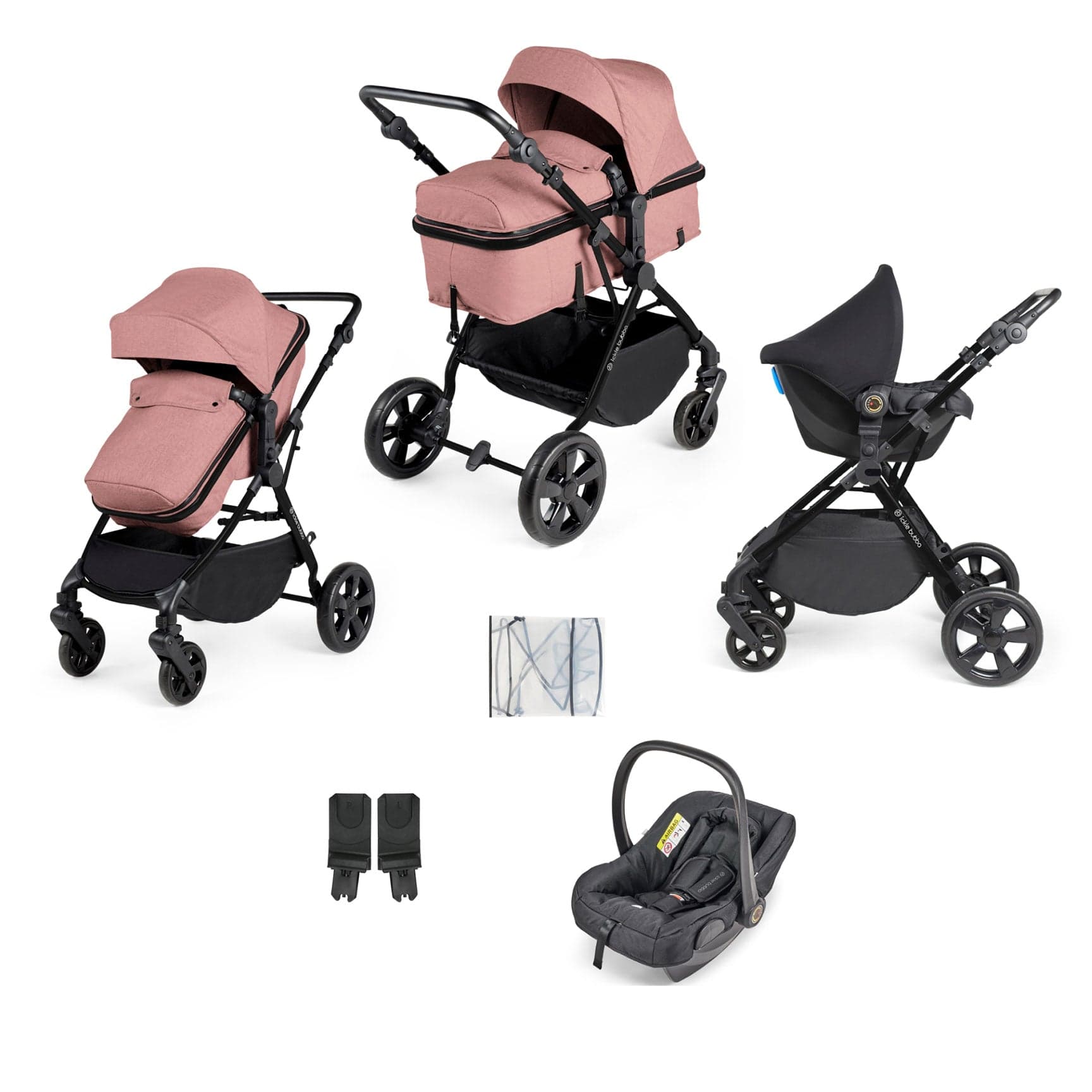 Ickle Bubba baby prams Ickle Bubba Comet 3-in-1 Travel System with Astral Car Seat - Dusty Pink 10-008-101-134