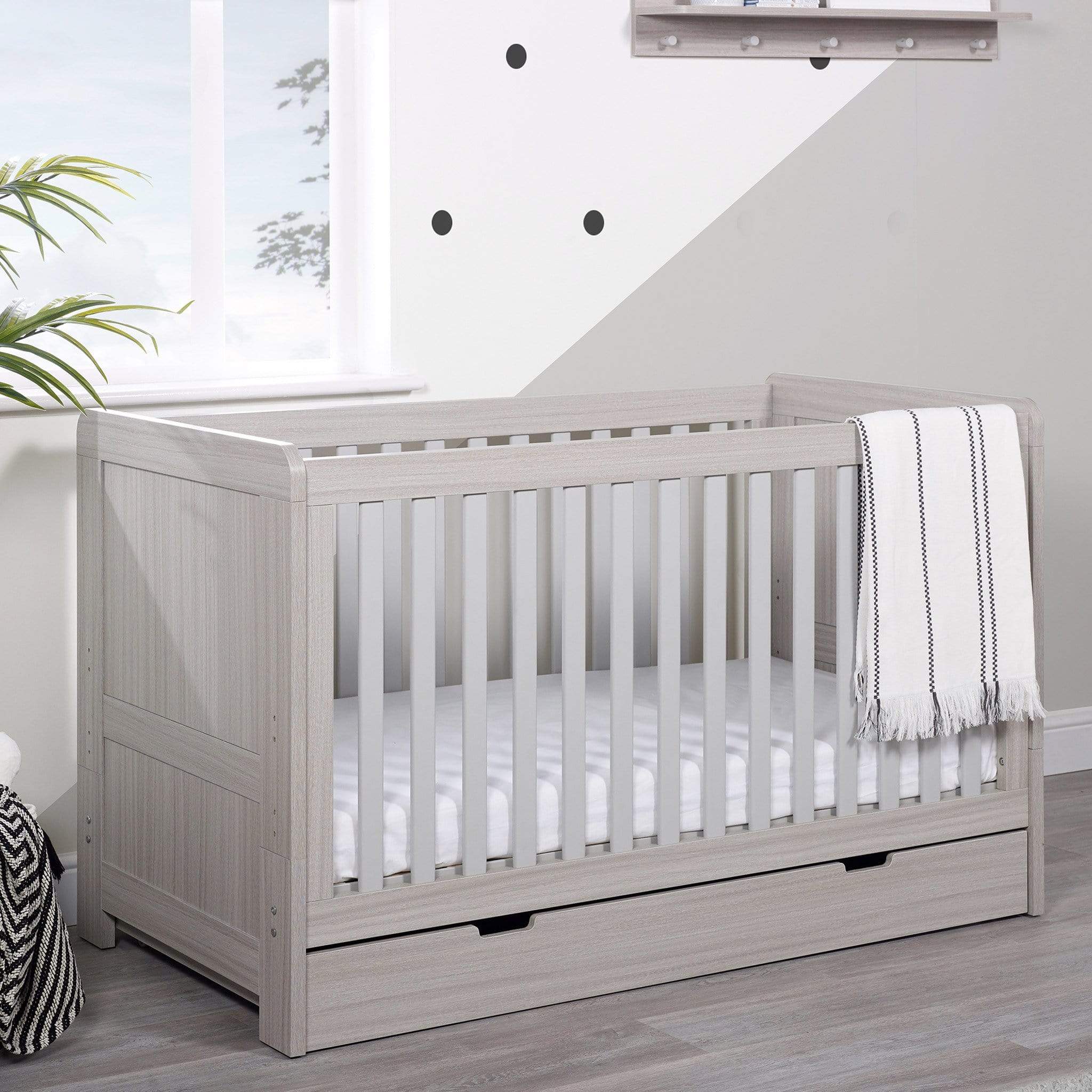 Ickle Bubba cot bed room sets Ickle Bubba Pembrey 3 Piece Nursery Room Set & Under Drawer Ash Grey