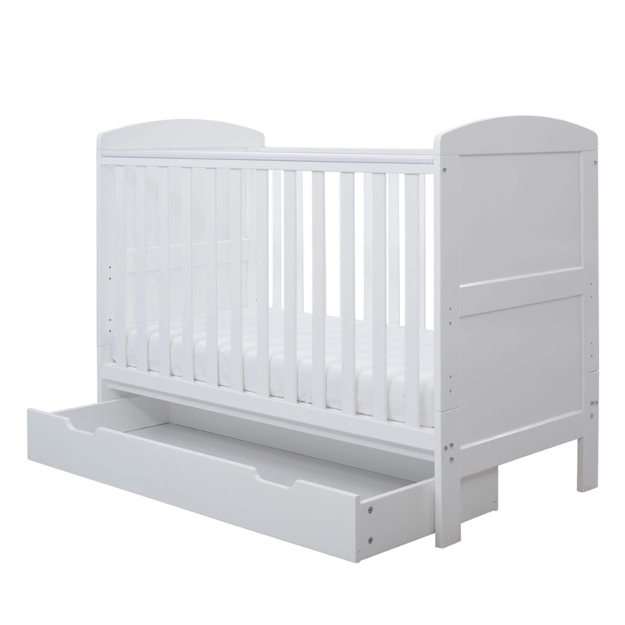 Ickle Bubba Cot Beds Ickle Bubba Coleby Mini Cot Bed & Under Drawer White