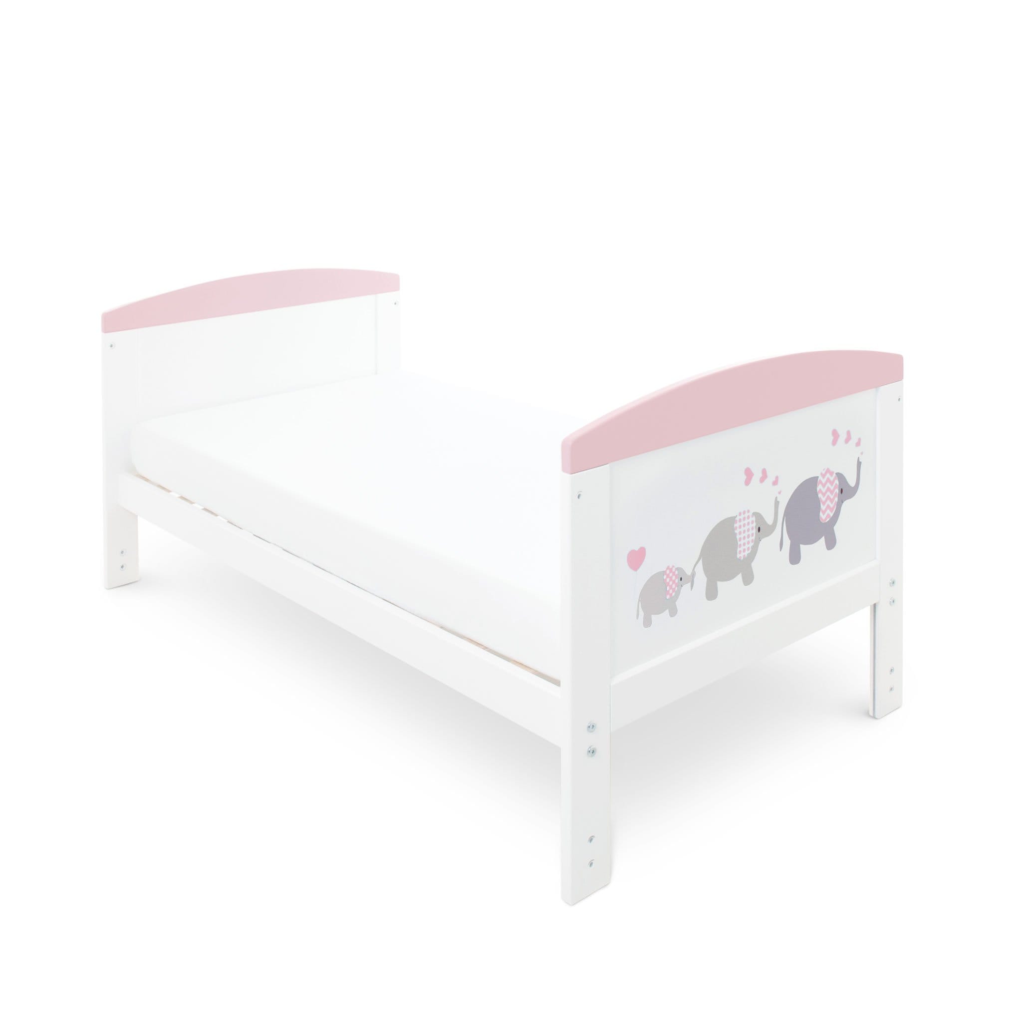 Ickle Bubba Cot Beds Ickle Bubba Coleby Style Cot Bed with Under Drawer Elephant Love Pink