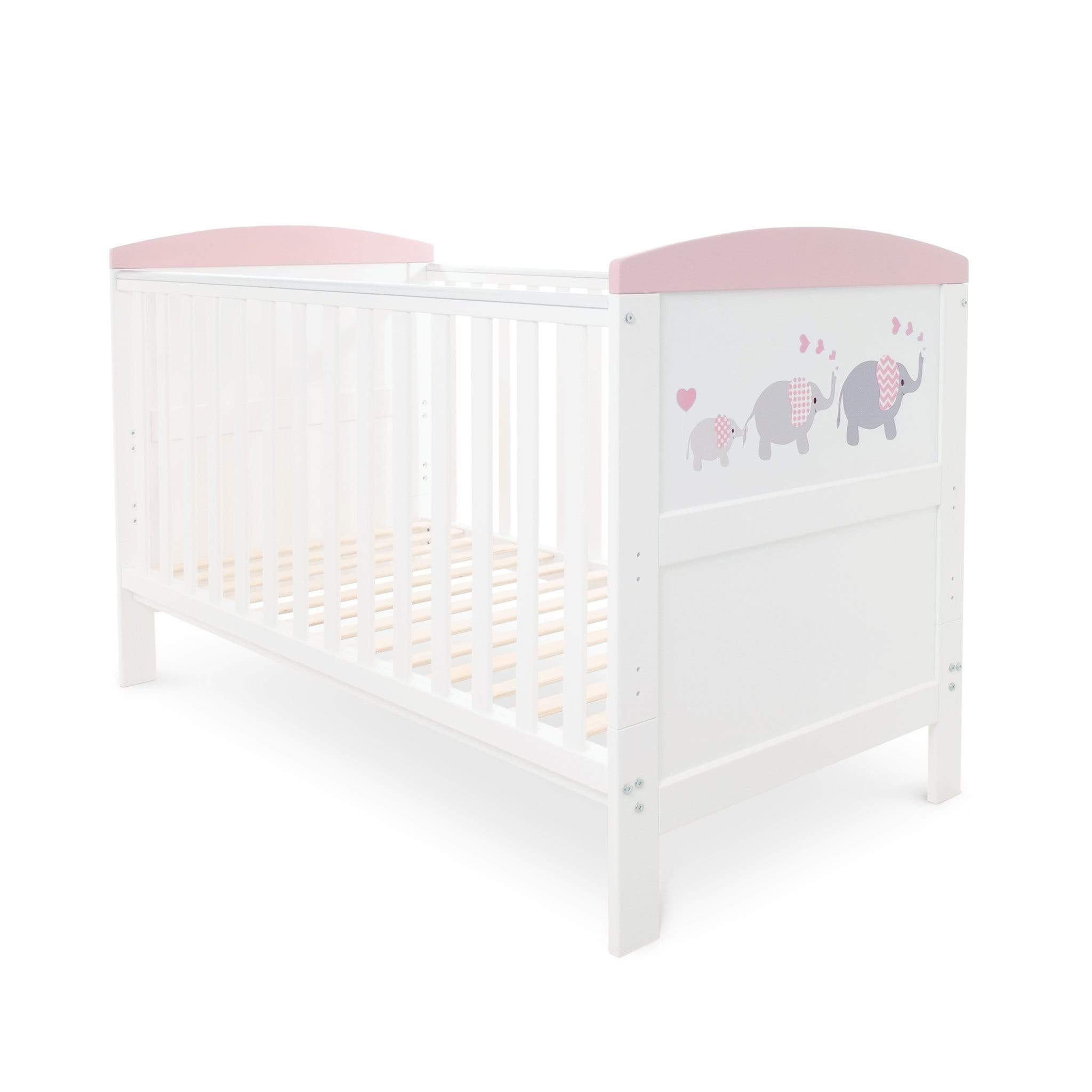 Ickle Bubba Cot Beds Ickle Bubba Coleby Style Cot Bed Elephant Love Pink 44-002-000-823