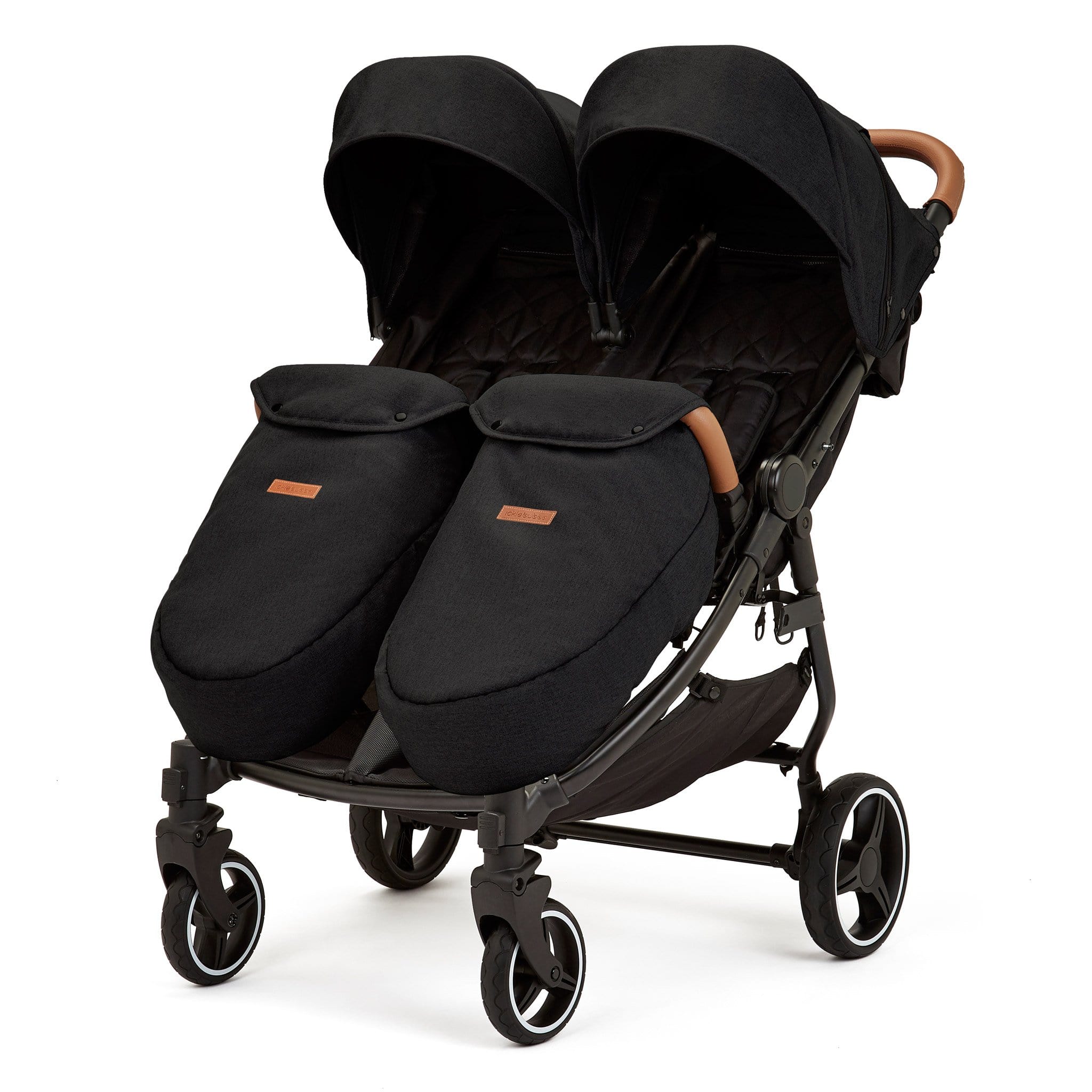 Ickle Bubba double buggies Ickle Bubba Venus Prime Double Stroller Black/Black/Tan 16-004-300-003