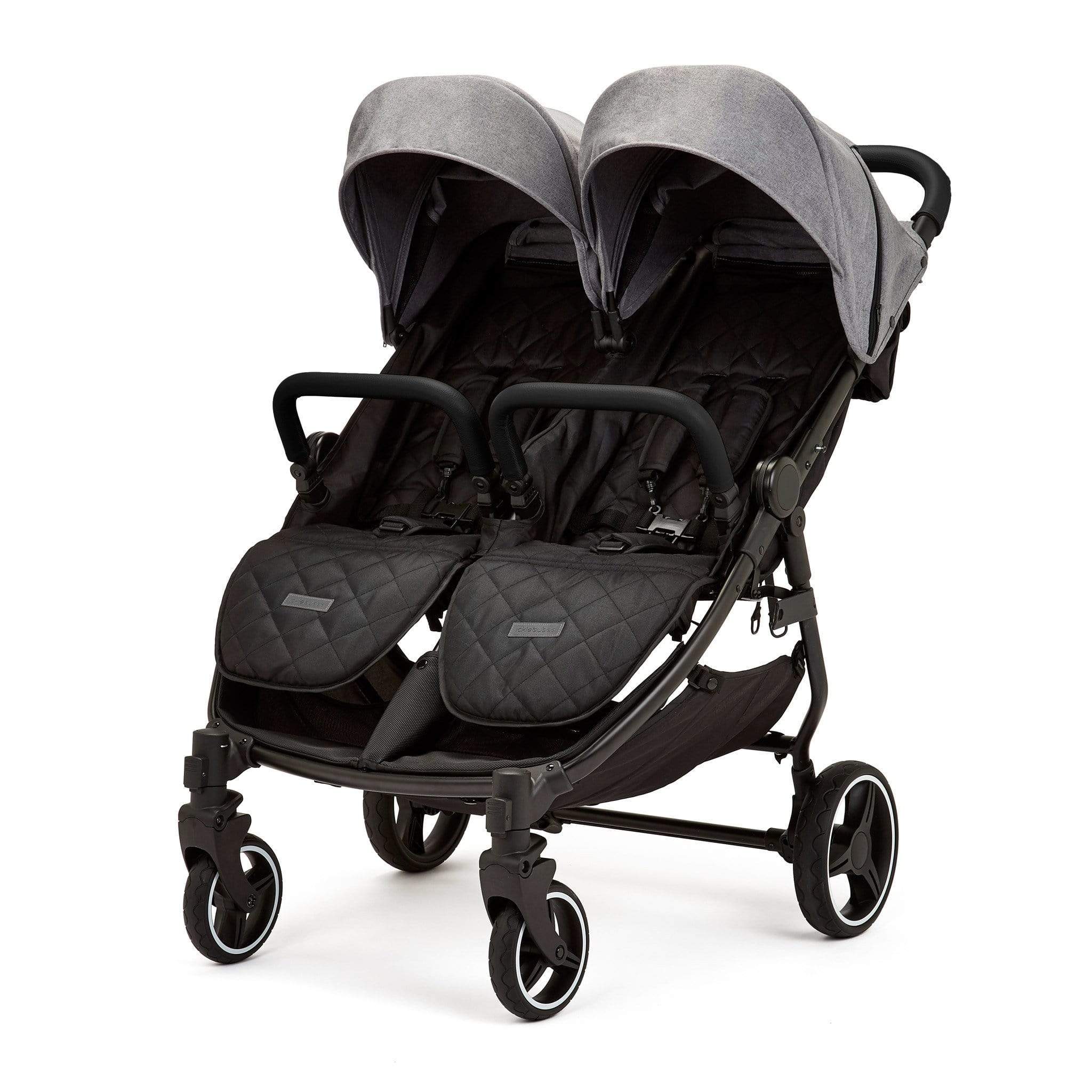 Ickle Bubba double buggies Ickle Bubba Venus Prime Double Stroller Black/Space Grey/Black 16-004-300-014