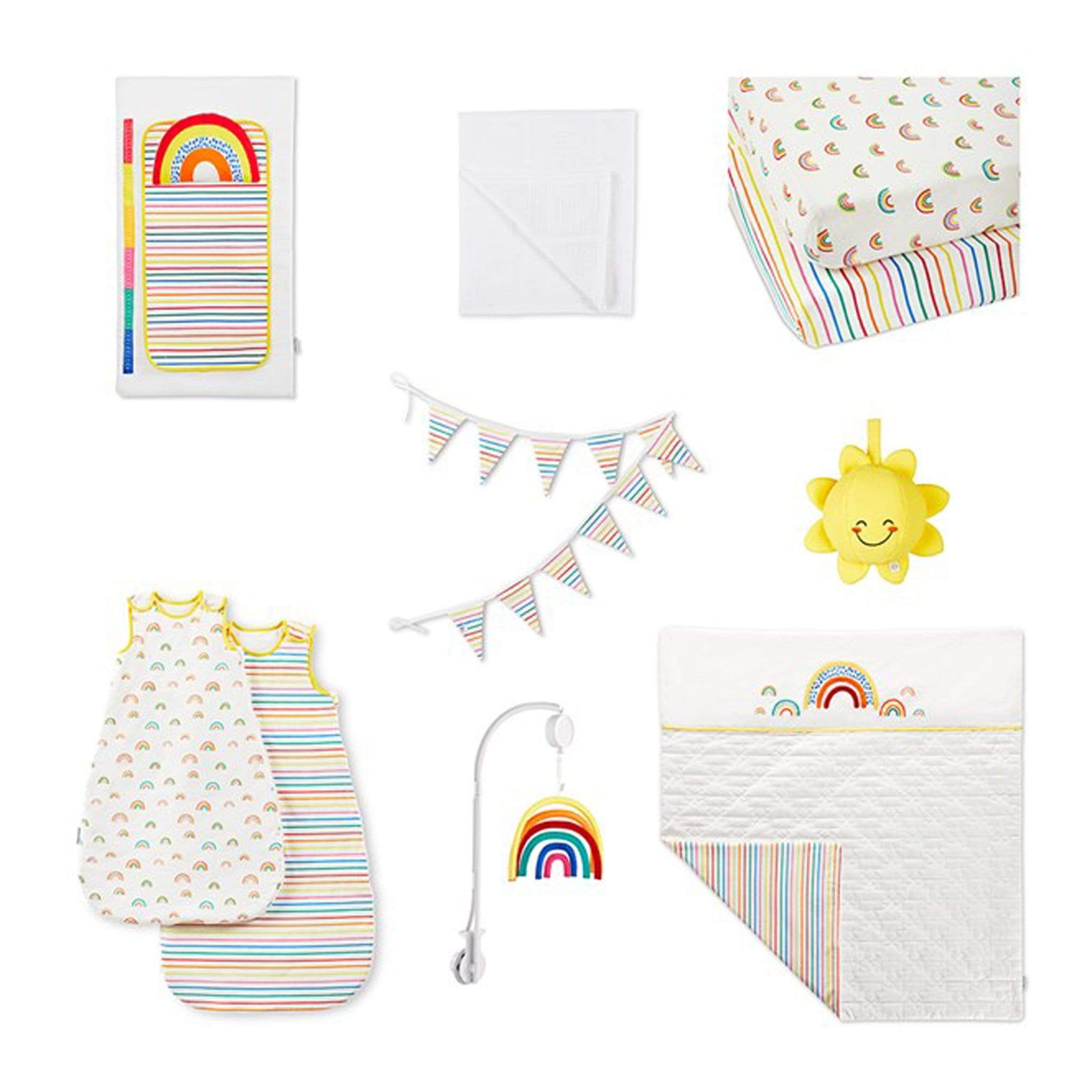 Ickle Bubba nursery bedding sets Ickle Bubba Rainbow Dreams Collection 10pc Nursery Starter Set
