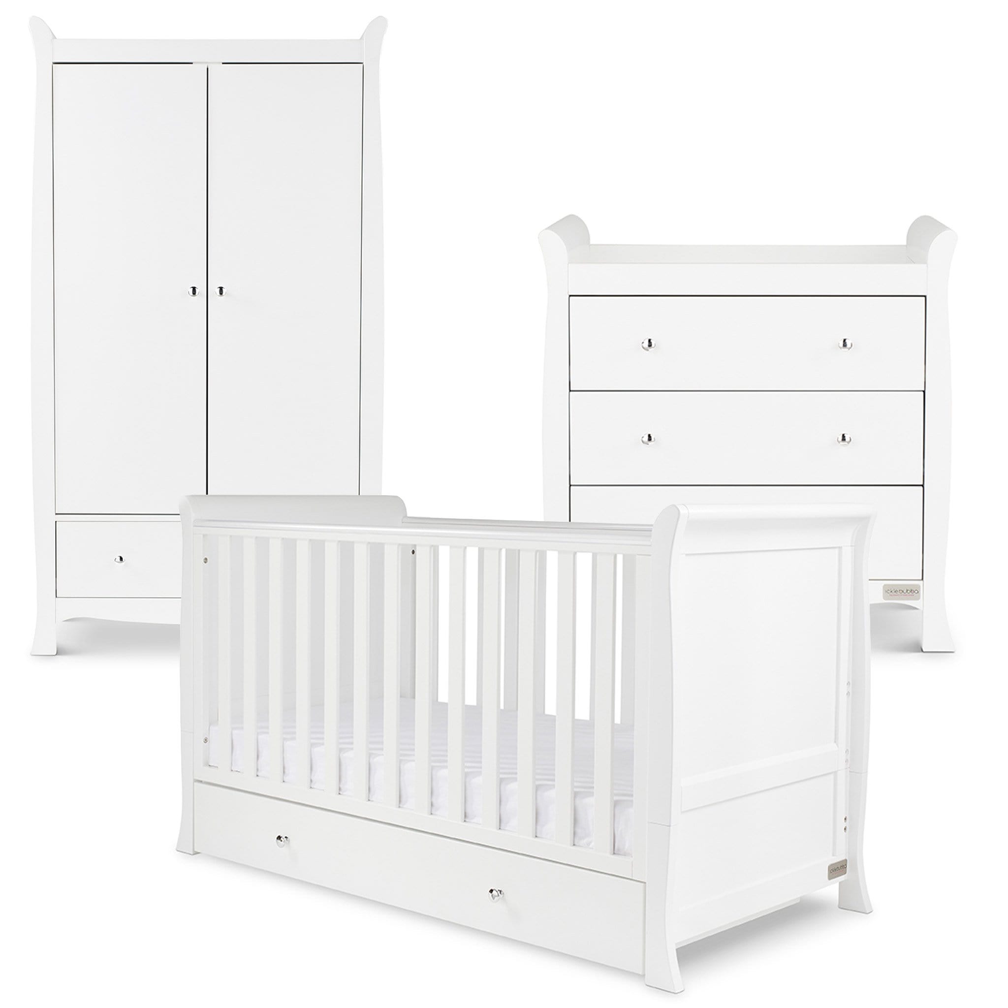 Ickle Bubba Nursery Room Sets Ickle Bubba Snowdon Classic 3 Piece Furniture Set - White