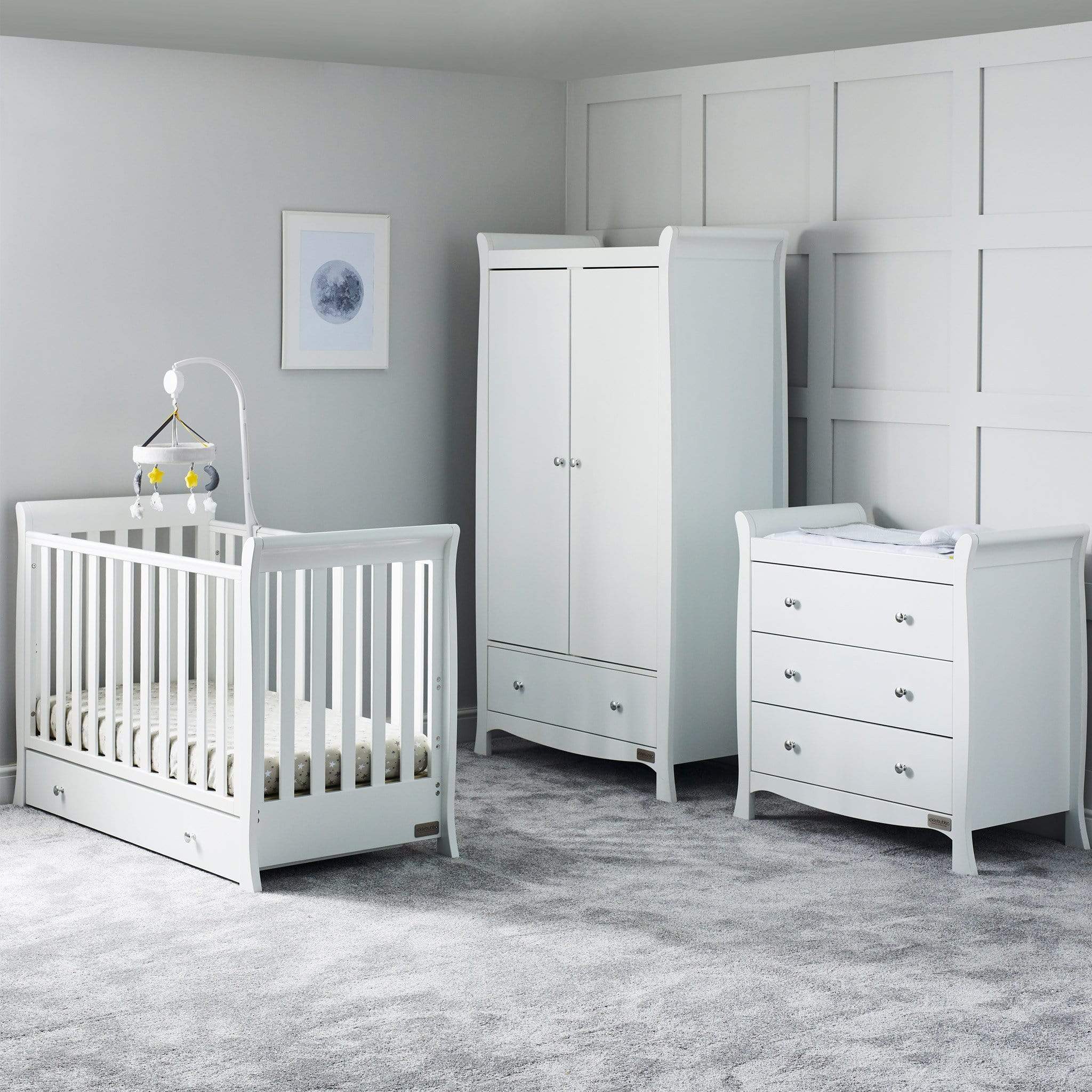 Ickle Bubba Nursery Room Sets Ickle Bubba Snowdon 4 in 1 Mini 3 Piece Furniture Set - White