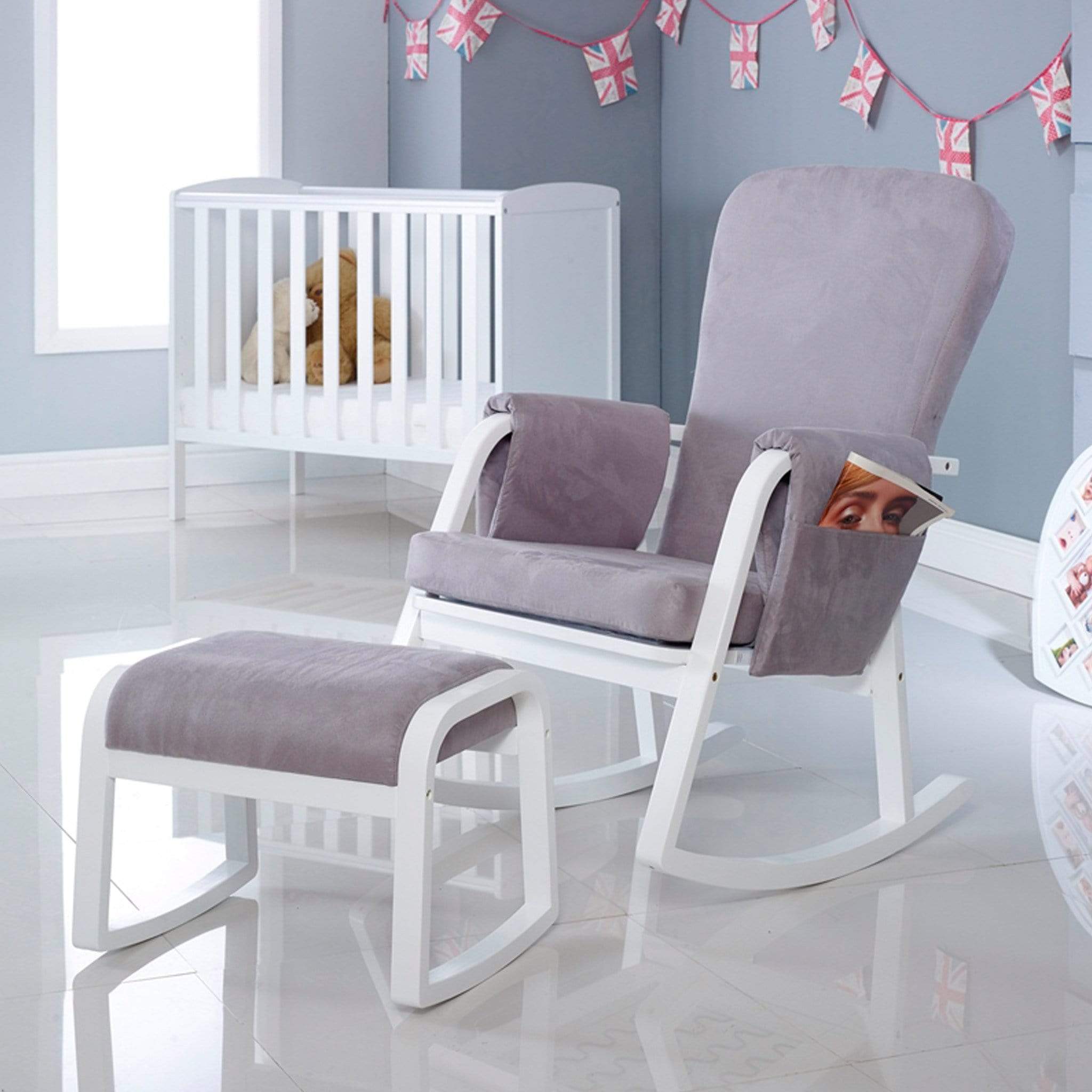 Ickle Bubba nursing chairs Ickle Bubba Dursley Rocking Chair and Stool Pearl Grey 48-005-000-840