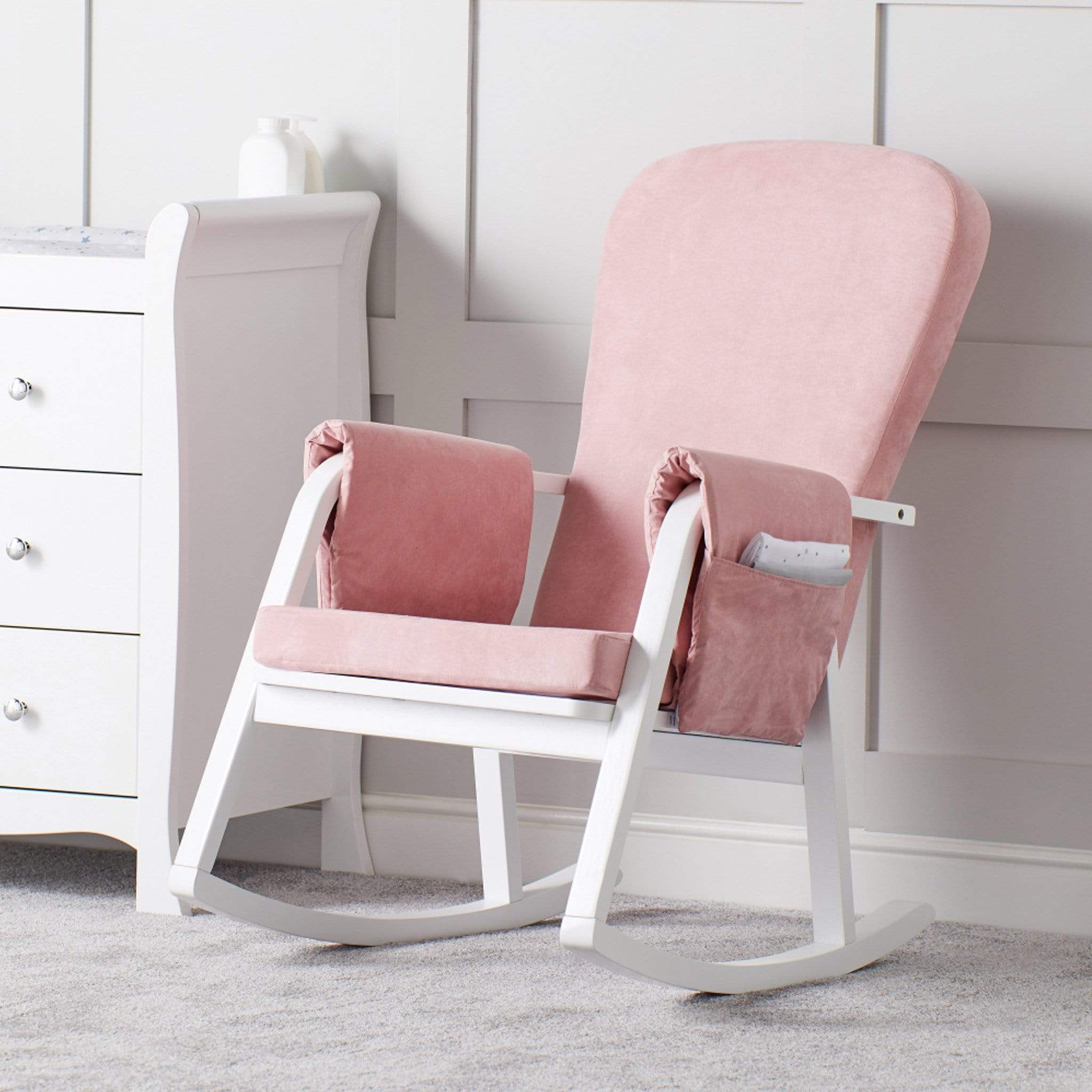 Ickle Bubba nursing chairs Ickle Bubba Dursley Rocking Chair and Stool Blush Pink 48-005-000-841