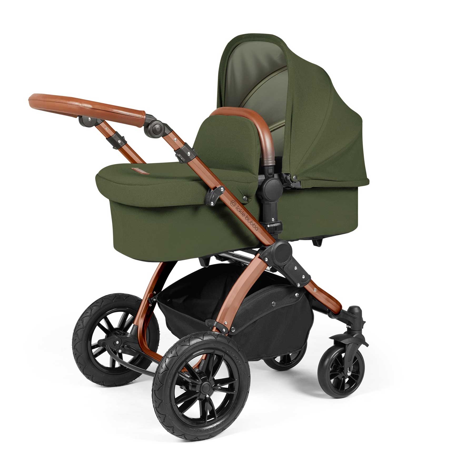 Ickle Bubba travel systems Ickle Bubba Stomp Luxe 2 in 1 Plus Pushchair & Carrycot - Bronze/Woodland/Tan 10-003-001-022