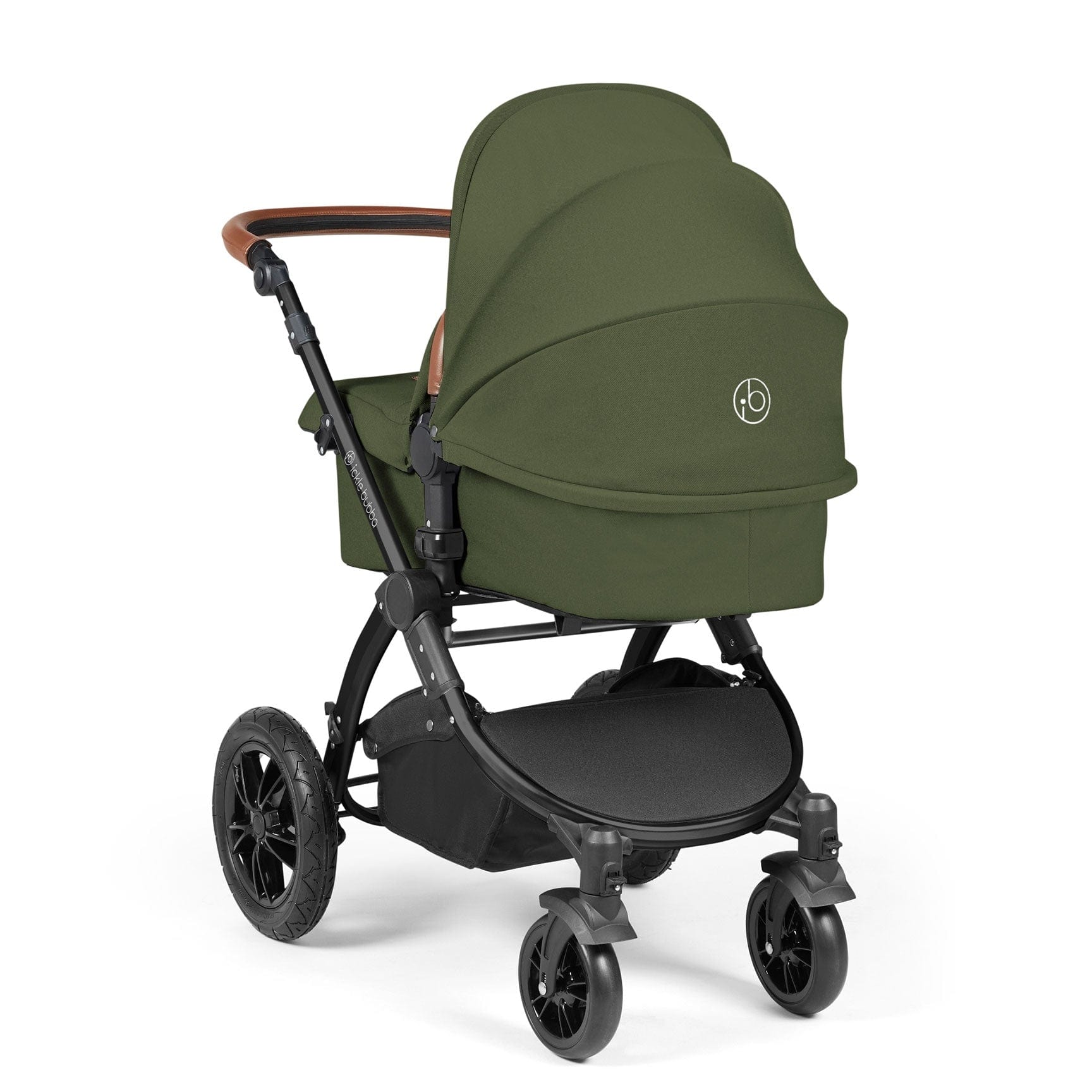 Ickle Bubba travel systems Ickle Bubba Stomp Luxe 2 in 1 Plus Pushchair & Carrycot - Black/Woodland/Tan 10-003-001-137