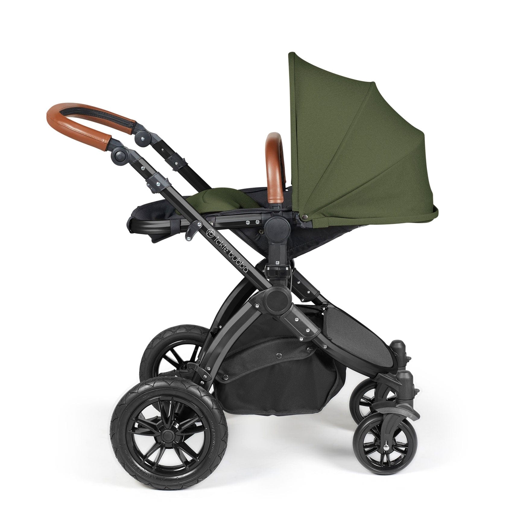 Ickle Bubba travel systems Ickle Bubba Stomp Luxe 2 in 1 Plus Pushchair & Carrycot - Black/Woodland/Tan 10-003-001-137