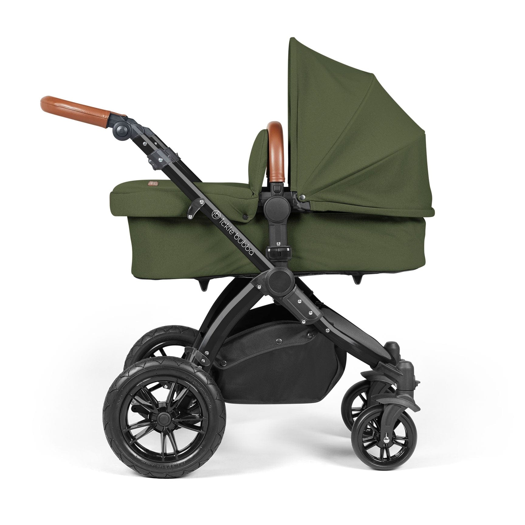 Ickle Bubba travel systems Ickle Bubba Stomp Luxe 2 in 1 Plus Pushchair & Carrycot - Black/Woodland/Tan 10-003-001-137