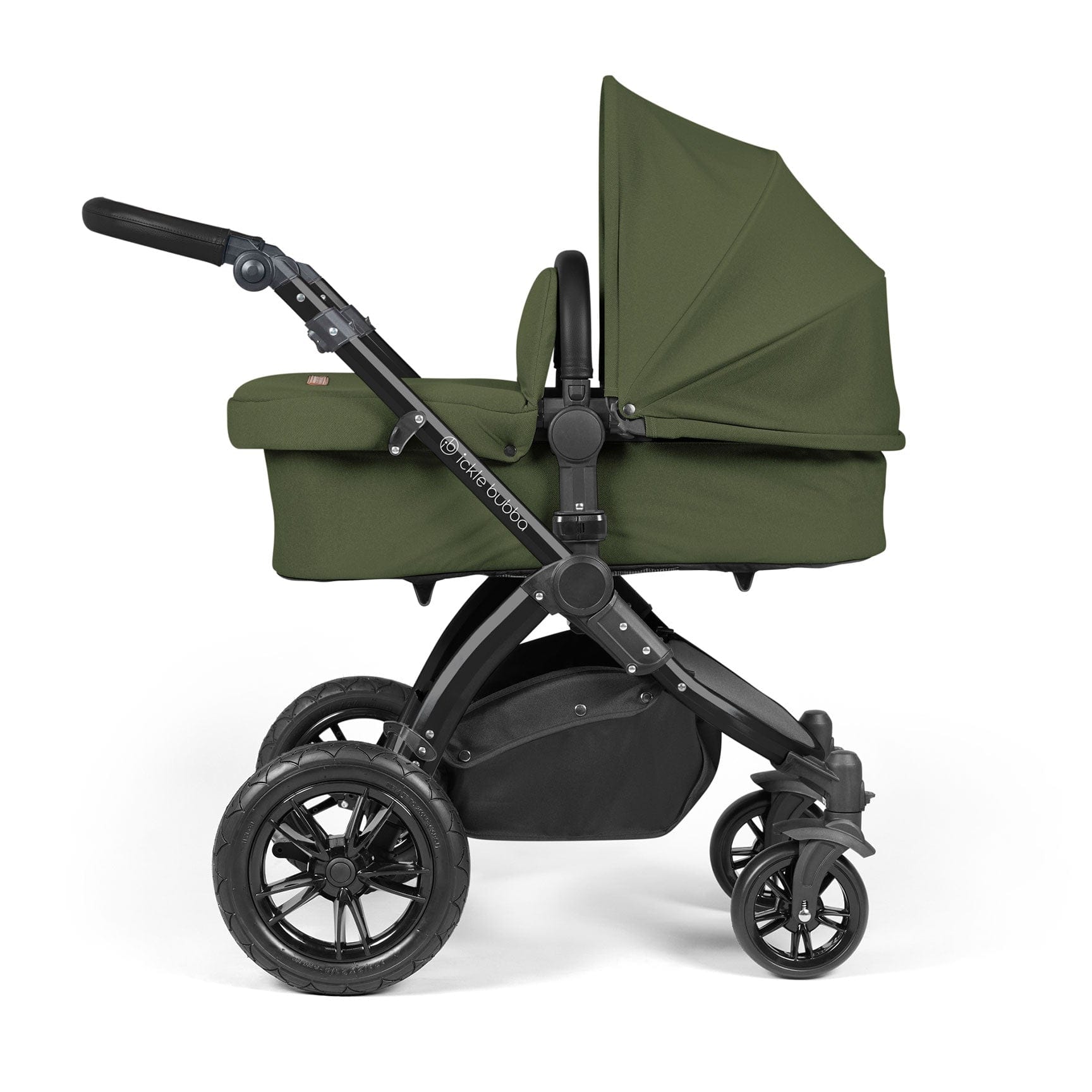 Ickle Bubba travel systems Ickle Bubba Stomp Luxe 2 in 1 Plus Pushchair & Carrycot - Black/Woodland/Black 10-003-001-138
