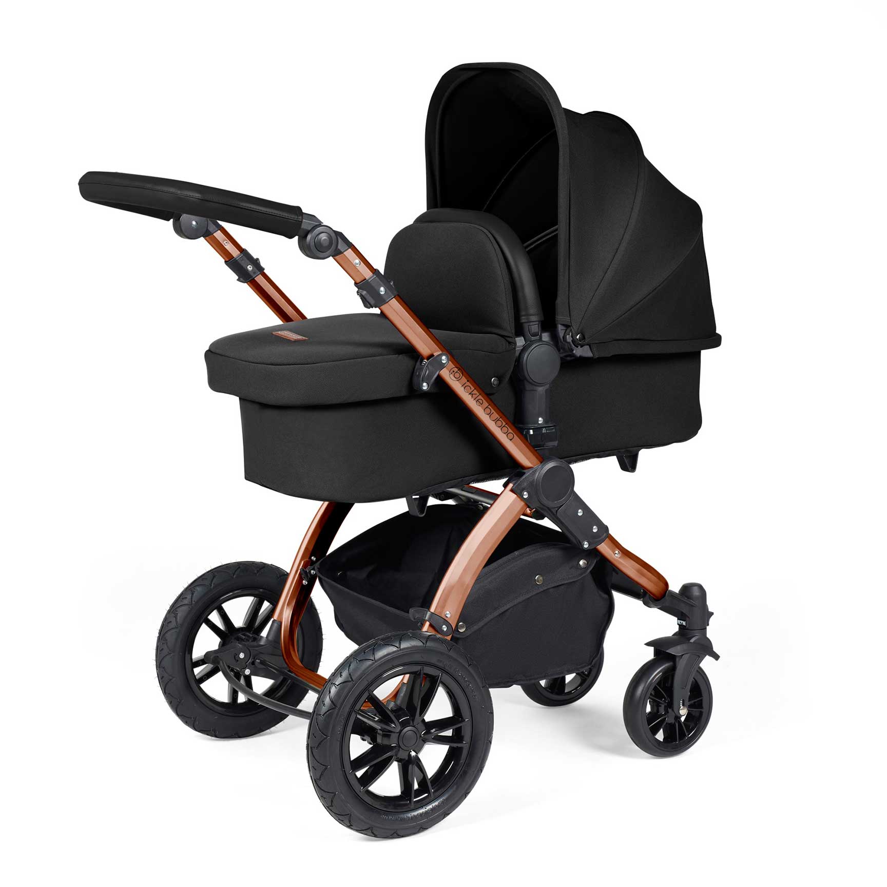 Ickle Bubba travel systems Ickle Bubba Stomp Luxe 2 in 1 Plus Pushchair & Carrycot - Bronze/Midnight/Black 10-003-001-139