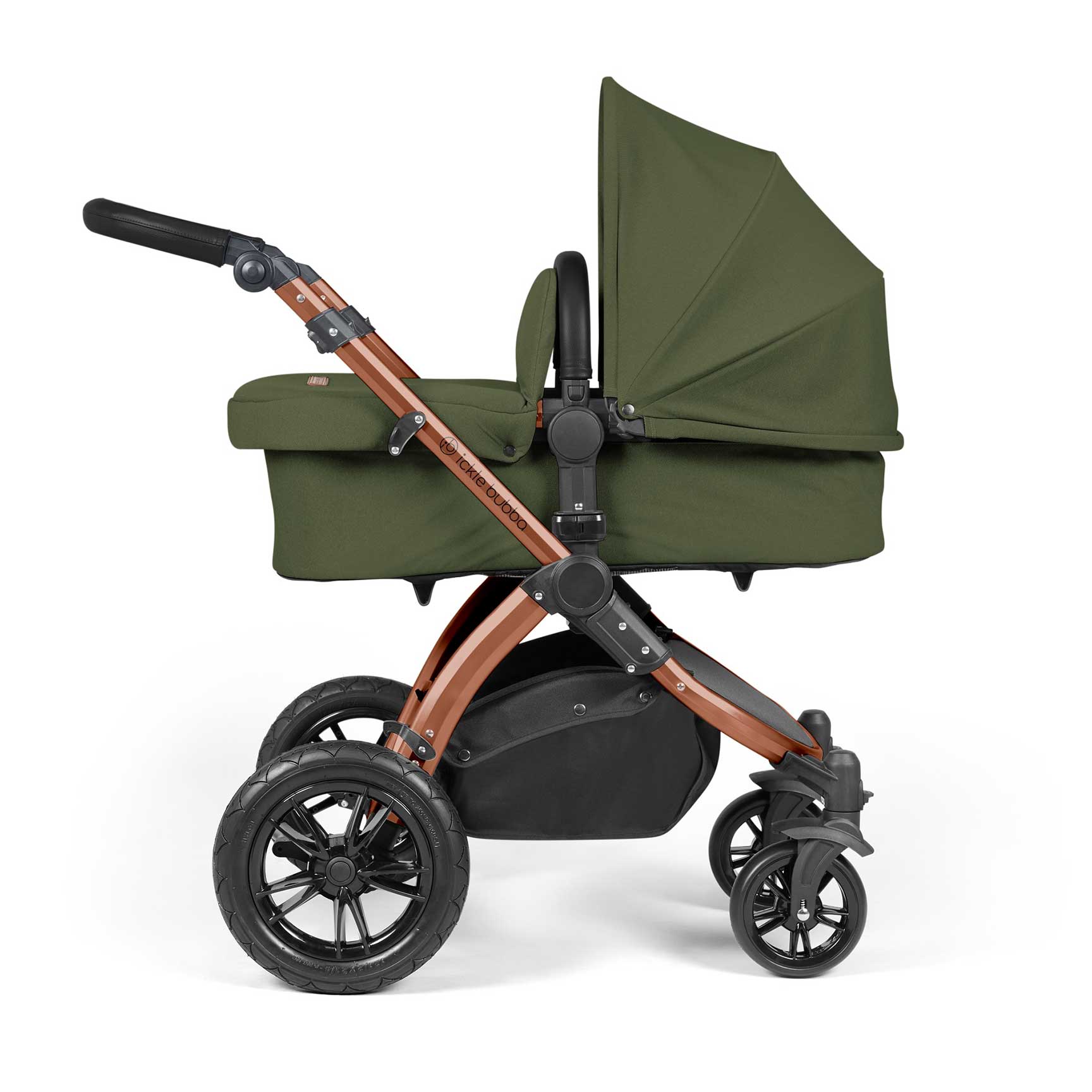 Ickle Bubba travel systems Ickle Bubba Stomp Luxe 2 in 1 Plus Pushchair & Carrycot - Bronze/Woodland/Black 10-003-001-140