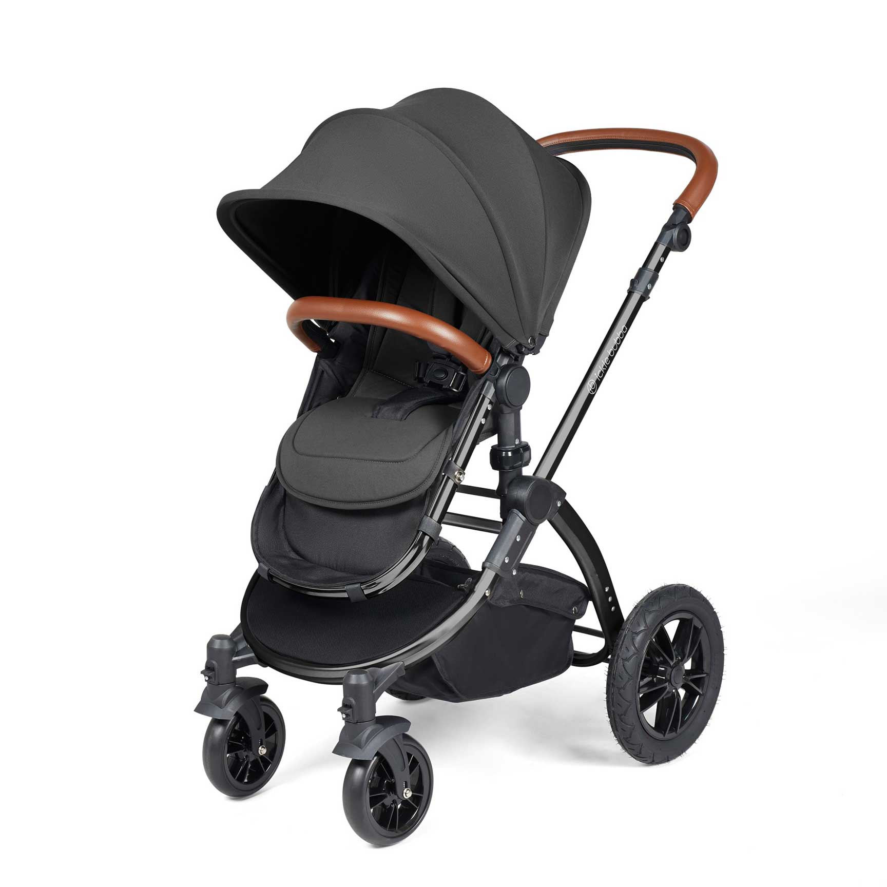 Ickle Bubba Stomp Luxe 2 in 1 Plus Pushchair Carrycot Black Charco
