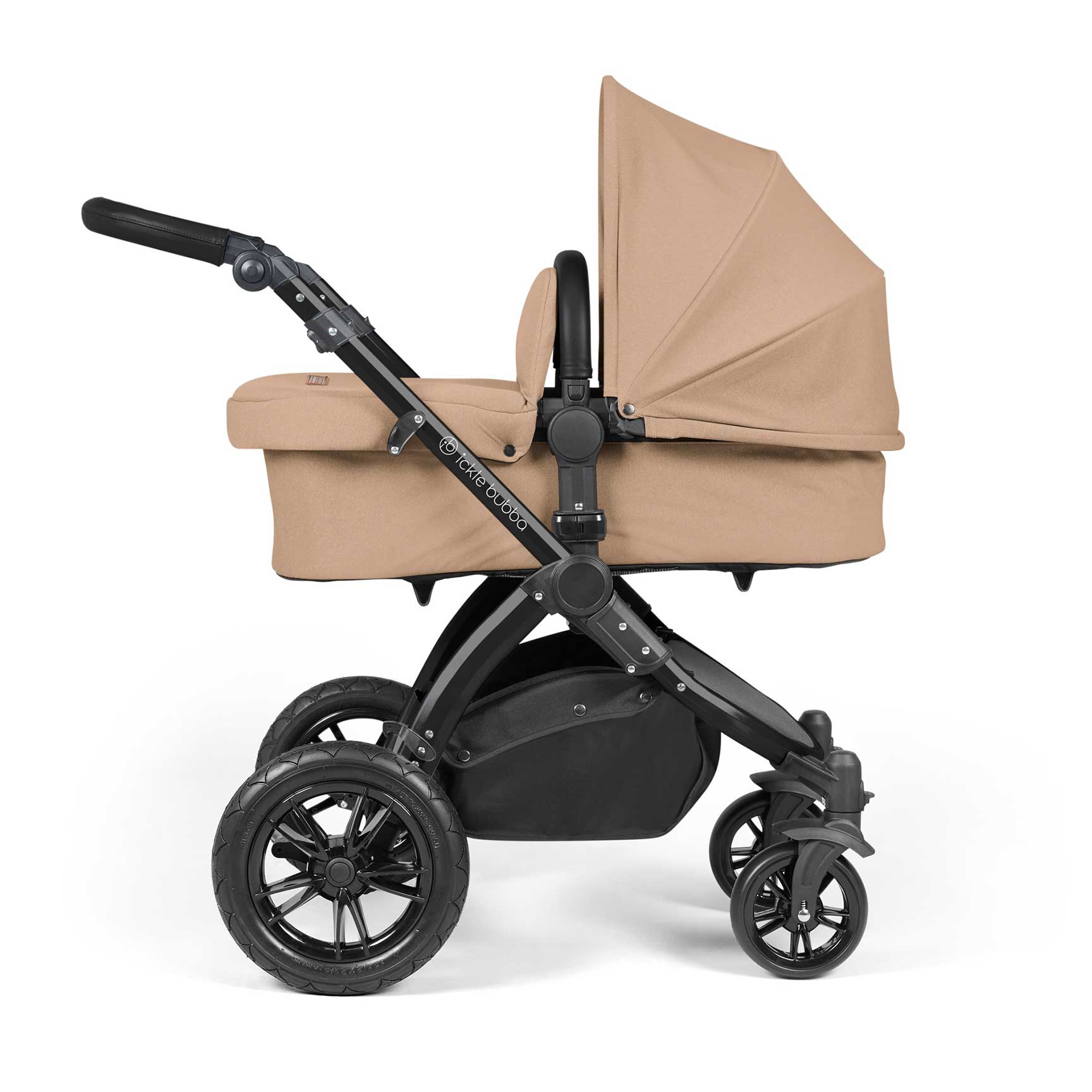 Ickle Bubba travel systems Ickle Bubba Stomp Luxe 2 in 1 Plus Pushchair & Carrycot - Black/Desert/Black 10-003-001-208