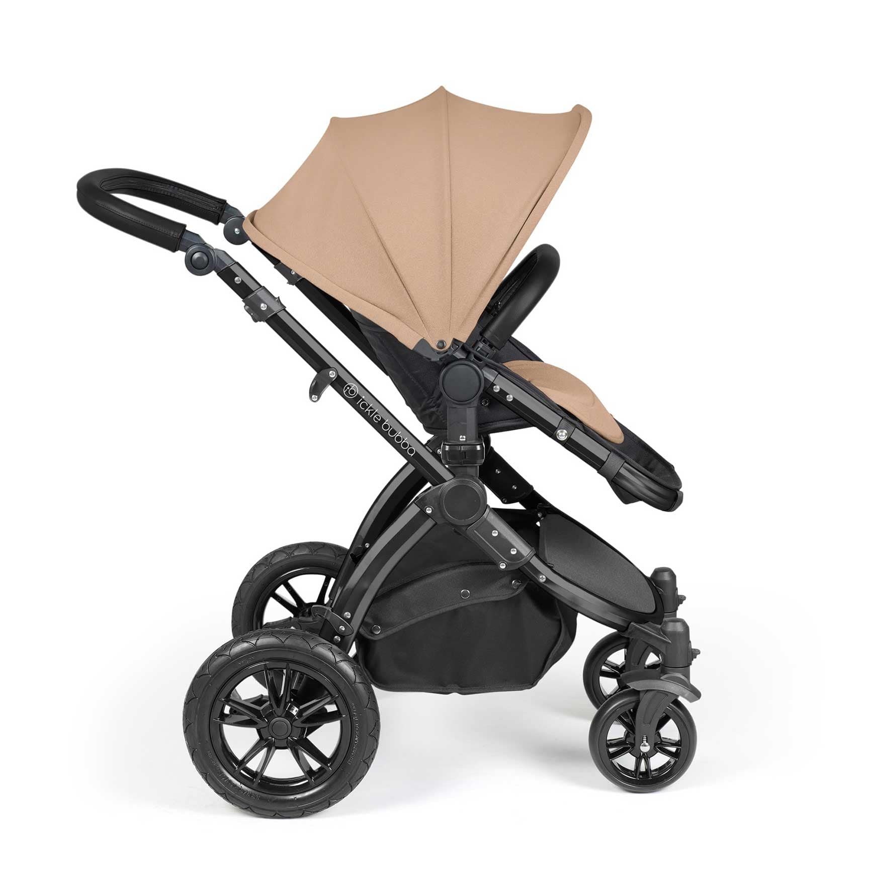 Ickle Bubba travel systems Ickle Bubba Stomp Luxe 2 in 1 Plus Pushchair & Carrycot - Black/Desert/Black 10-003-001-208